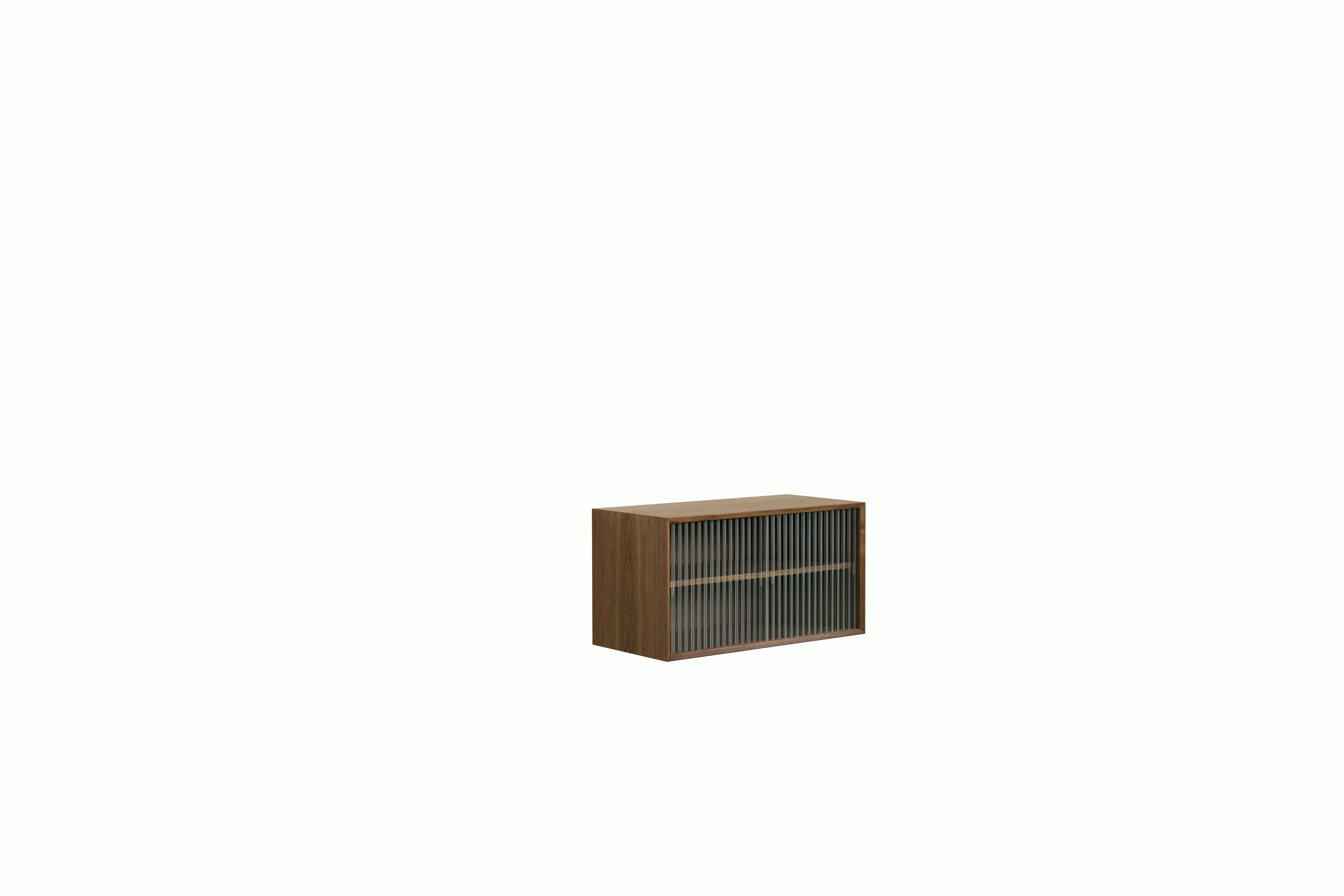 System Cado Sideboard - 1 Cabinet,  Walnut,  Sliding Rippled Glass Doors