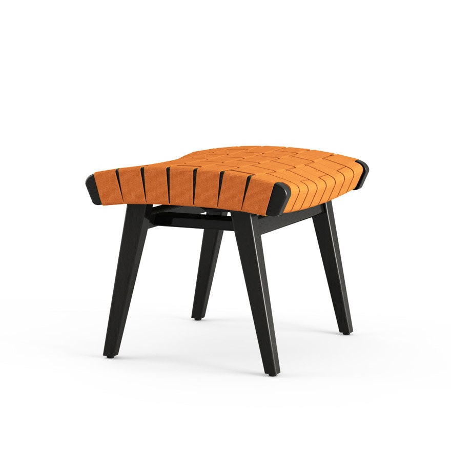 Risom Ottoman - Ochre Sunbrella, Ebonized Maple