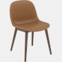 Fiber Dining Chair - Side Chair,  Refine Leather,  Cognac,  Dark Stained Oak