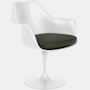 Saarinen Tulip Armchair - Swivel, Seat Cushion, Volo Leather, Arbor Shade, White
