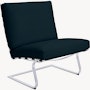 Tugendhat Chair in Knoll Velvet,  Aviator with belting in Belting Leather,  Black and chrome frame