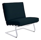 Tugendhat Chair in Knoll Velvet,  Aviator with belting in Belting Leather,  Black and chrome frame Tugendhat Chair in Knoll Velvet,  Aviator with belting in Belting Leather,  Black and chrome frame