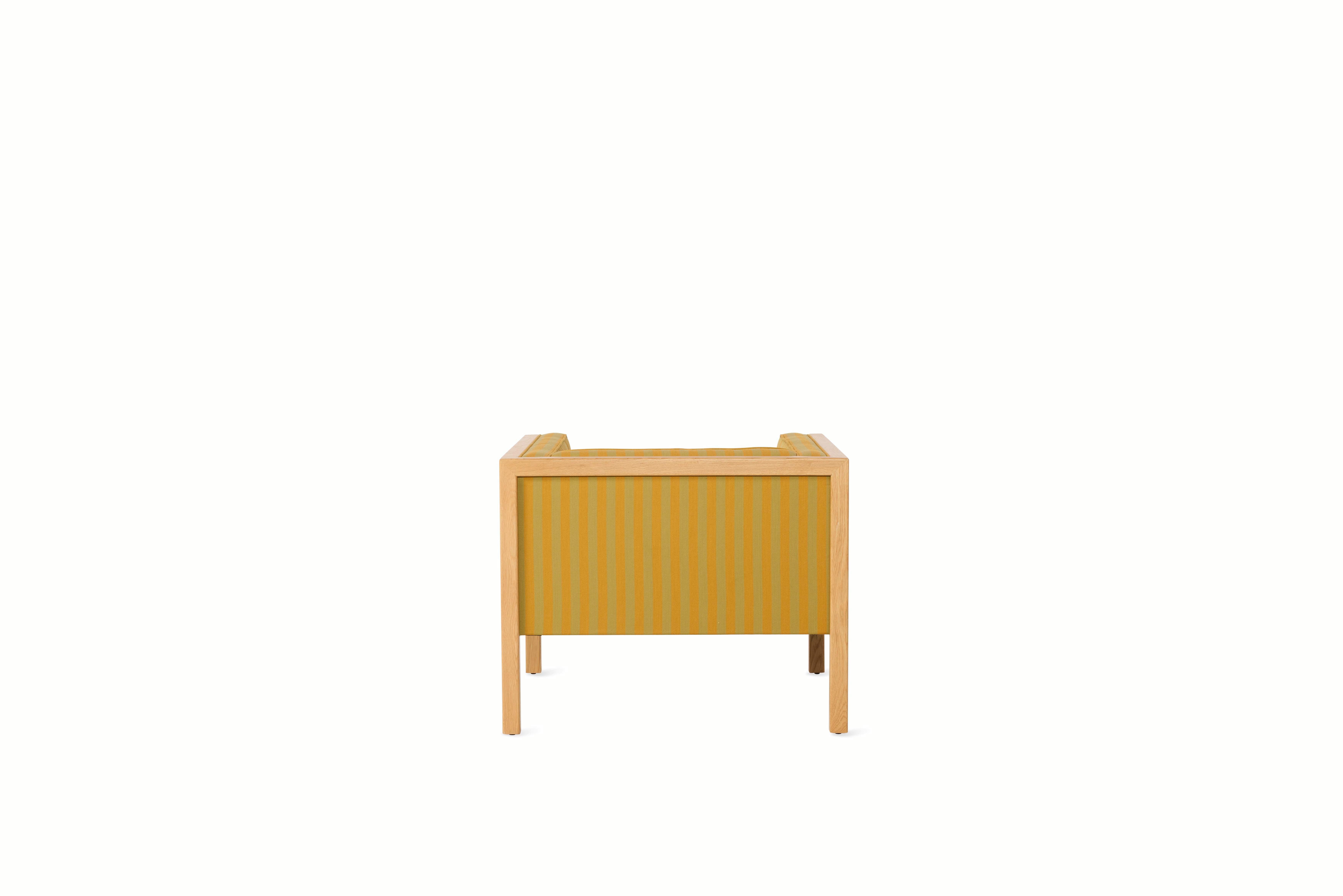 Cube Armchair - Toostripe,  Ochre Dark / Sienna,  Oak
