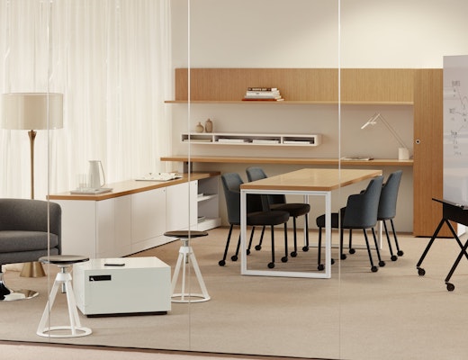 Meeting Space and Multi-Use Private Office Knoll Essentials Reff Profiles private office Remix Side chair Piton stool D