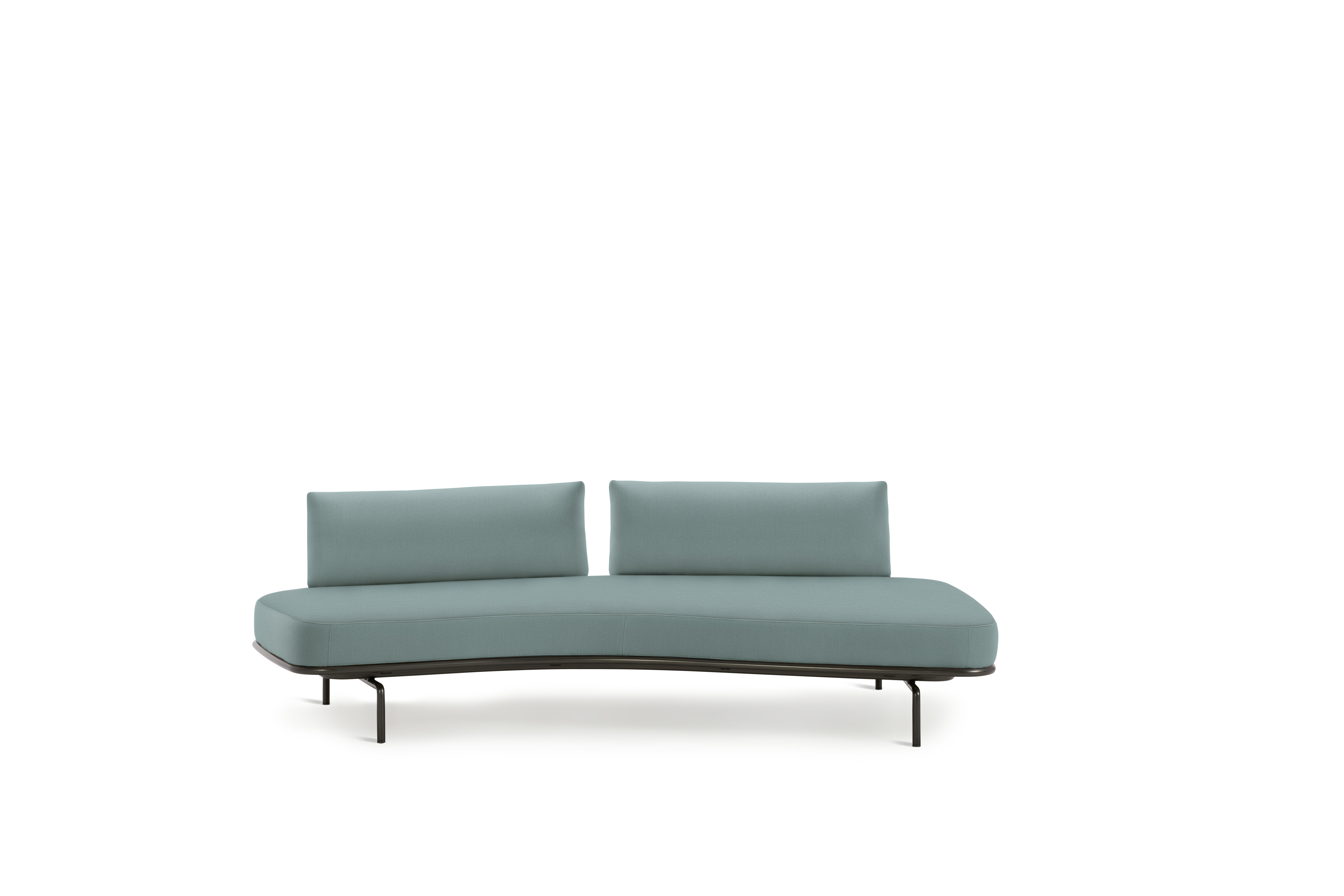 Panoramic Sofa - Right ,  Double Large,  Hopsack,  Silver,  Charcoal