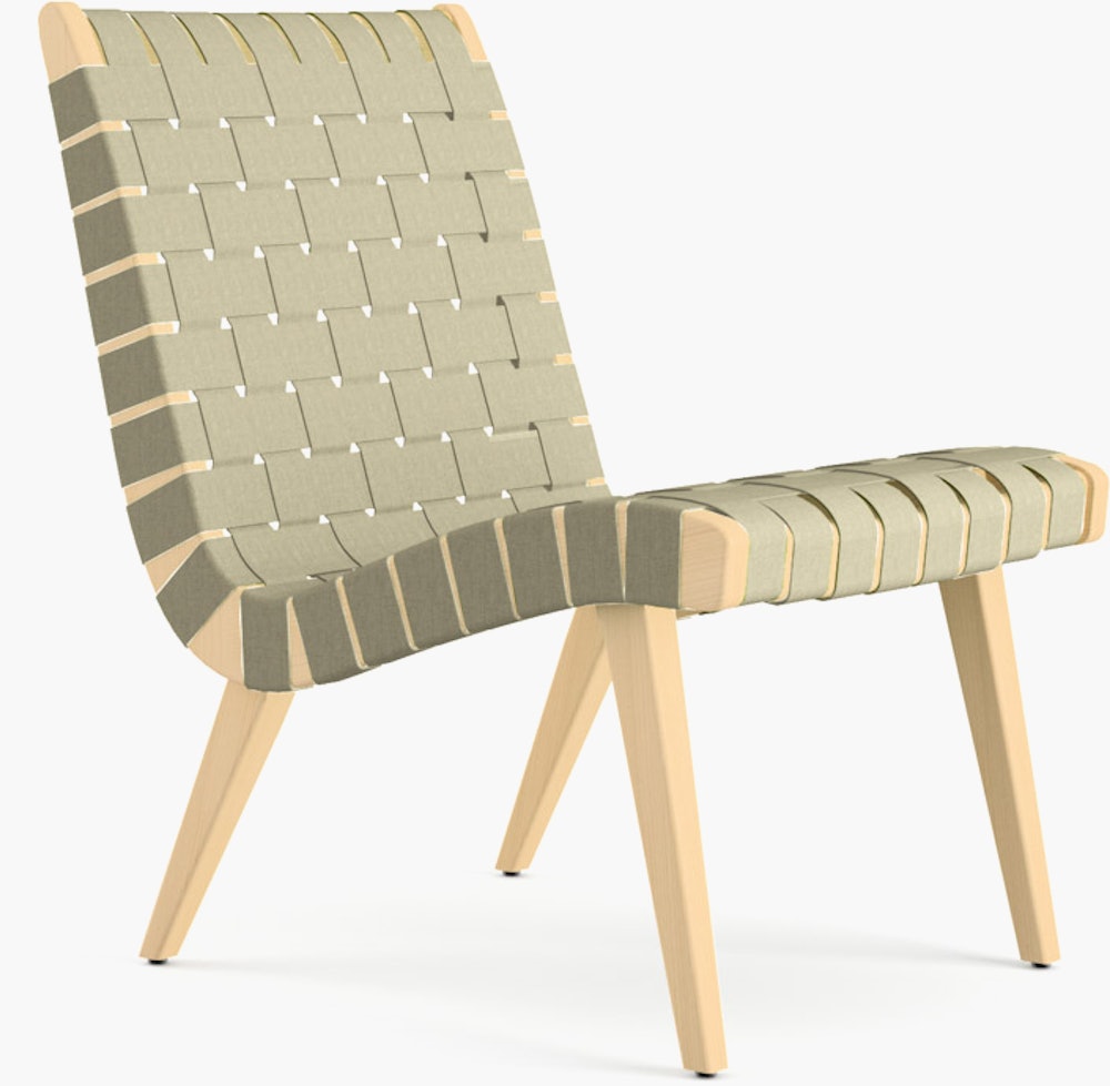 Risom Lounge Chair - Armless, Antique Beige Sunbrella, Clear Maple