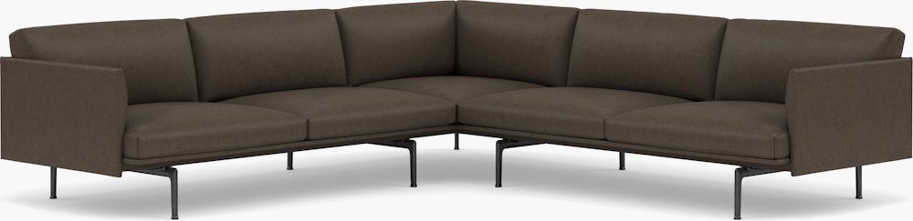 Outline Corner Sofa\BASE: Black\LEATHER: Grace Leather (R)\COL: Dark Brown