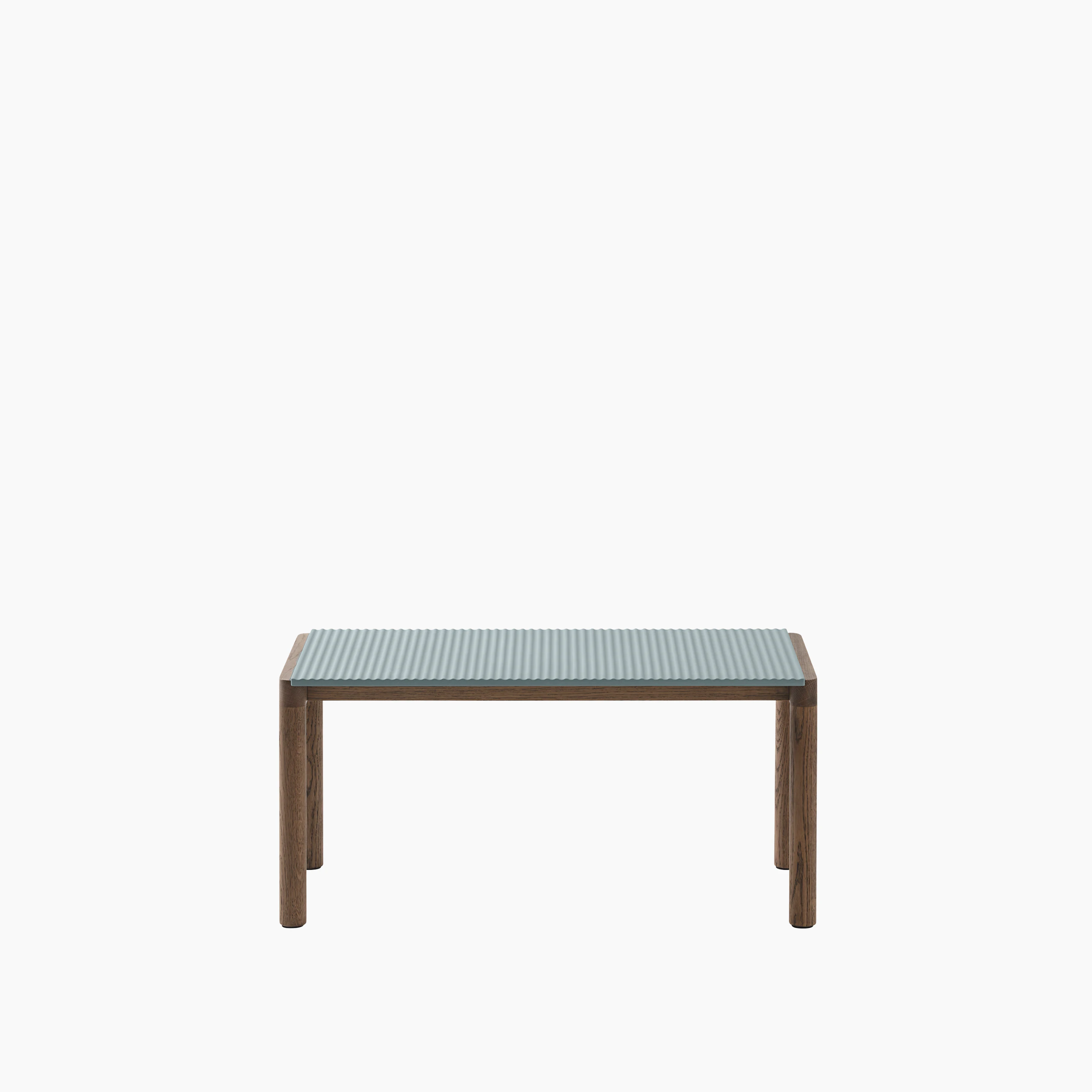 Couple coffee table 40x84x40 wavy pale blue dark oiled oak