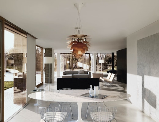 Saarinen Dining Table and Bertoia Side Chairs Knoll Saarinen Dining Table with Bertoia Side Chairs