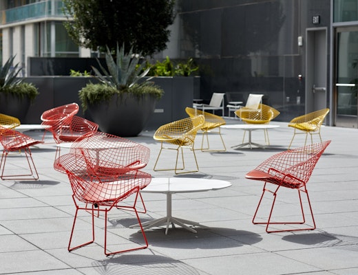 Outdoor Bertoia Diamond Chair and Schultz Petal Coffee Table Bertoia Diamond Chair Richard Schultz Petal Coffee Table outdoor community shared spaces