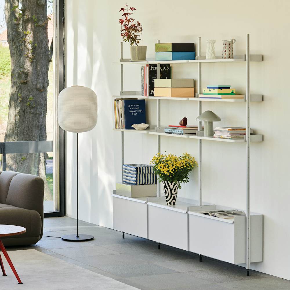 Pier Library storage and shelving in a living room setting