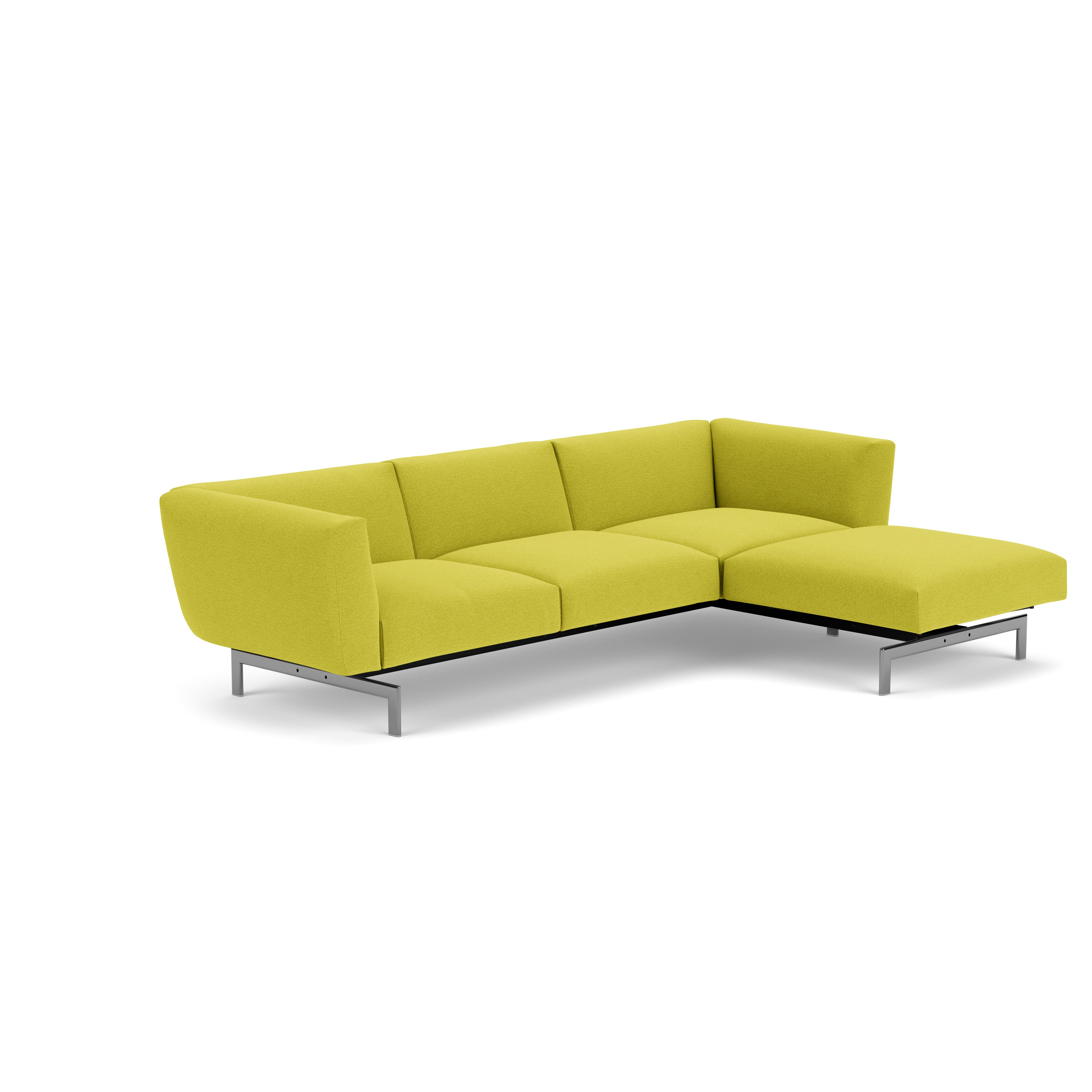 Avio Sectional - Three Seater, Left, Classic Boucle, Chartreuse, Polished Chrome