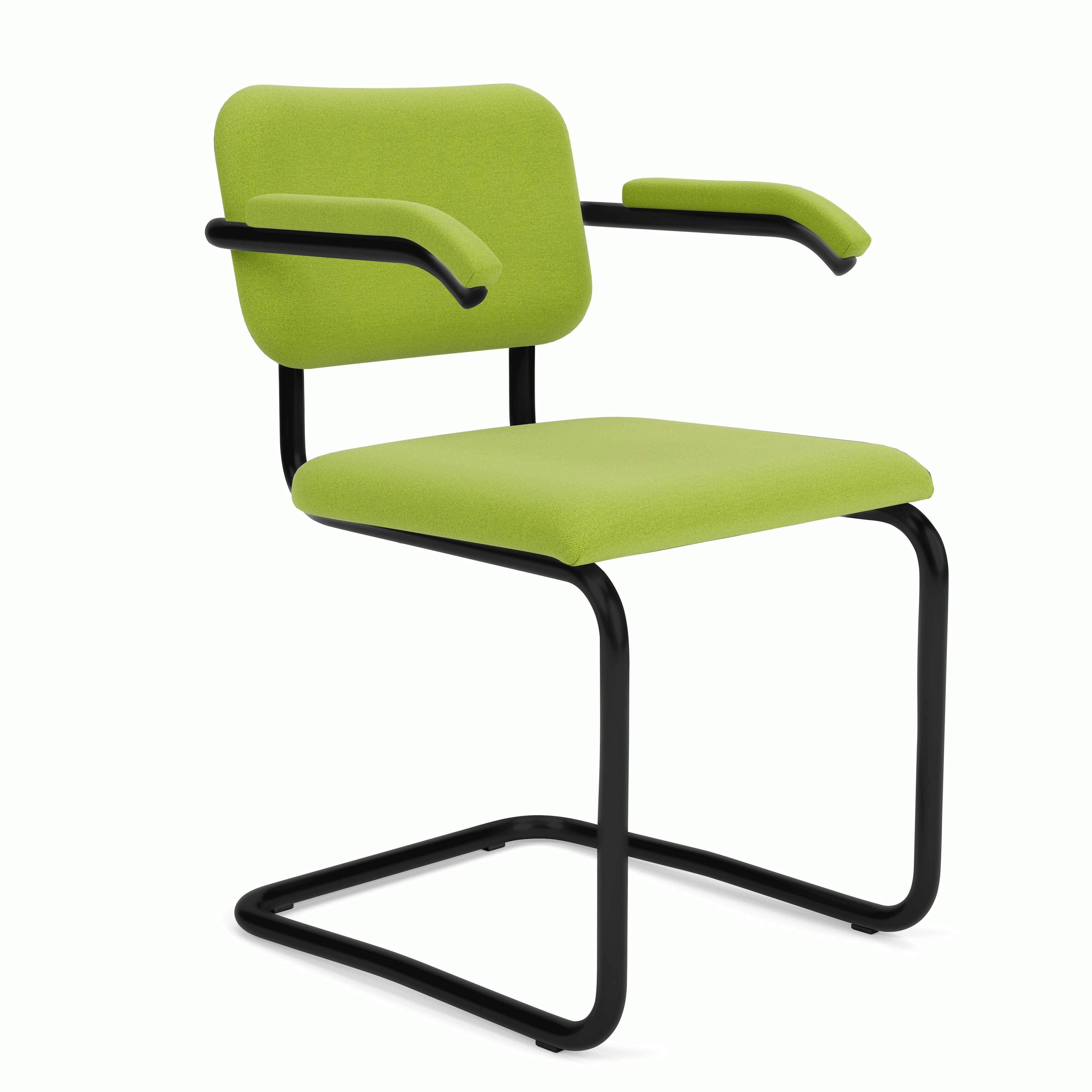 Cesca Upholstered Chair - Armchair,  Fully upholstered,   hourglass,  spring,  black frame