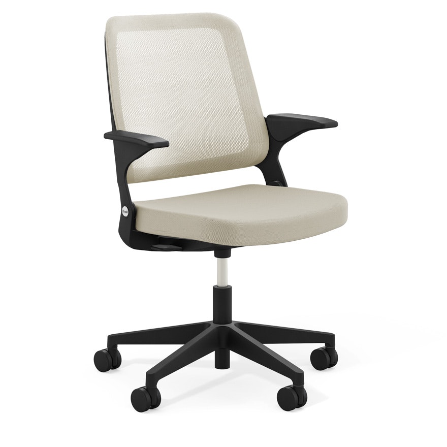 Ollo Chair - Arms, Husk, Husk, Black, Plastic, Soft Casters