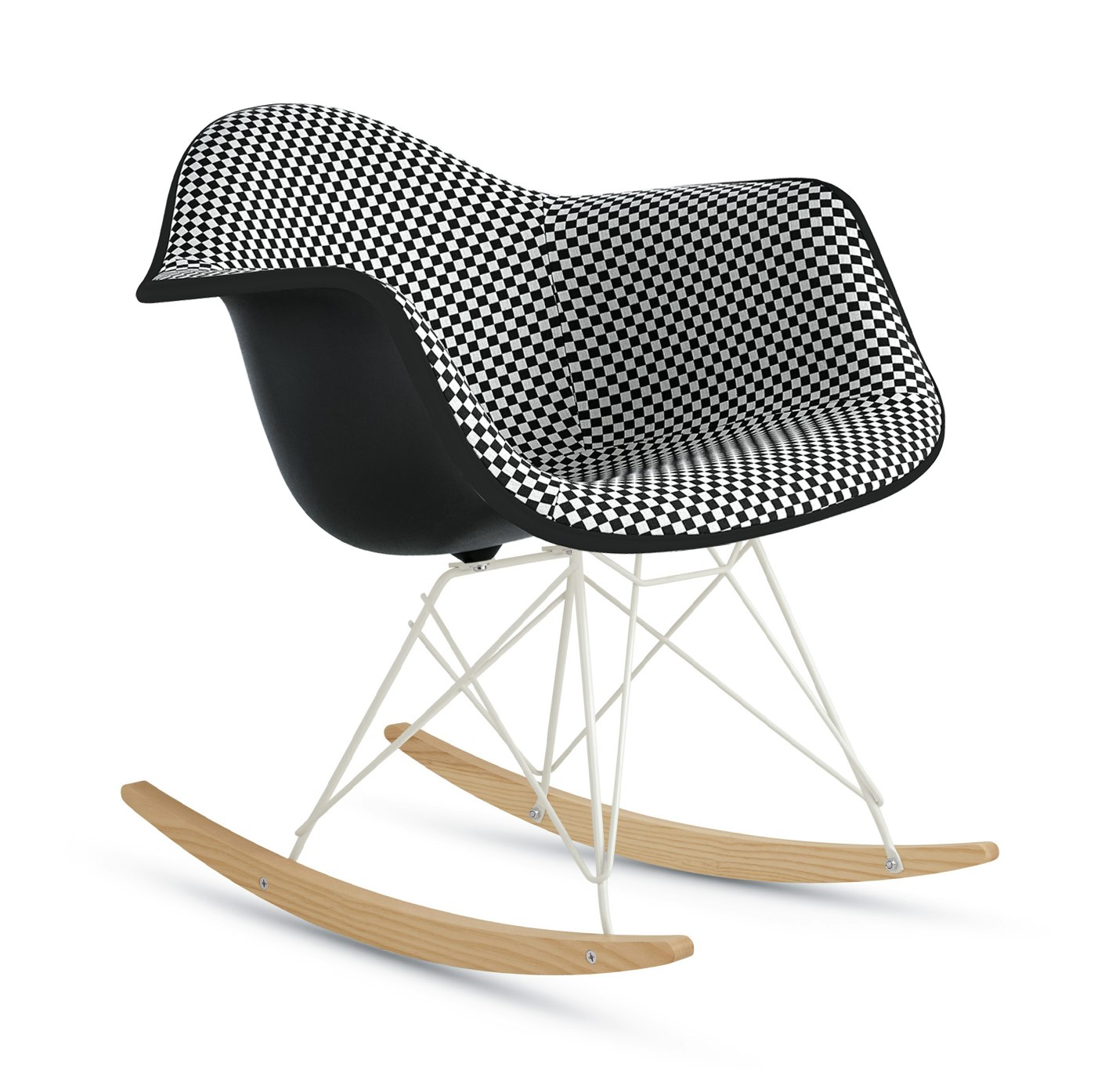 Eames Upholstered Molded Plastic Armchair, Rocker Base