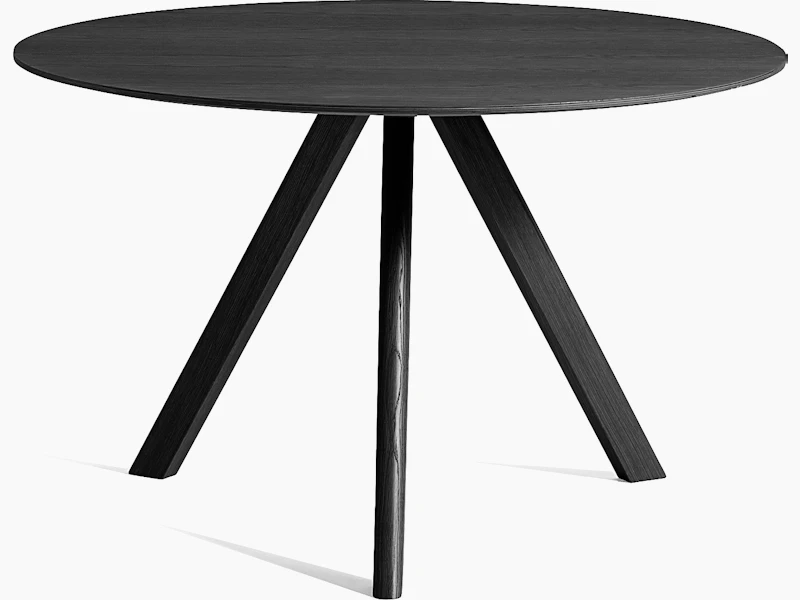Front view of a round Copenhague Dining Table in black.