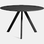 Front view of a round Copenhague Dining Table in black.