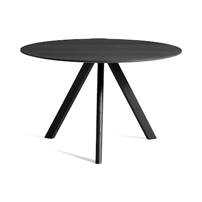 Front view of a round Copenhague Dining Table in black.