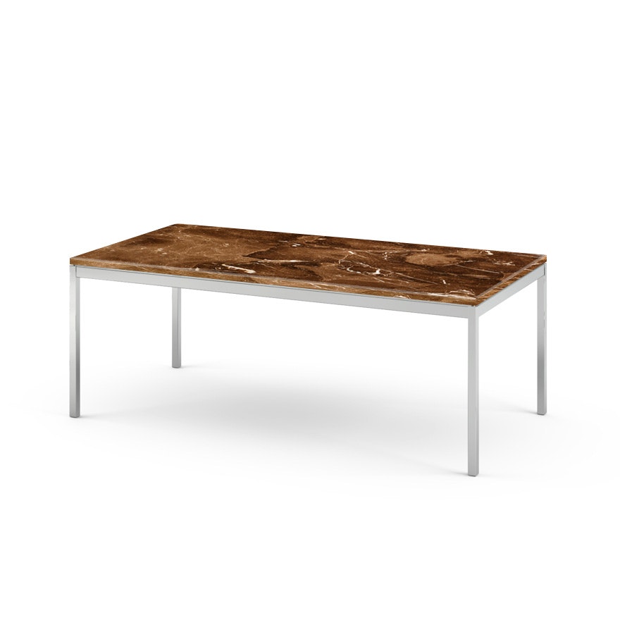 Florence Knoll Rectangular Coffee Table - 45 X 22, 17, Satin Espresso, Polished Chrome