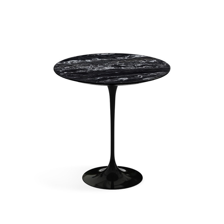 Saarinen Side Table - 20" Round\Portoro marble,  Satin finish\Black"