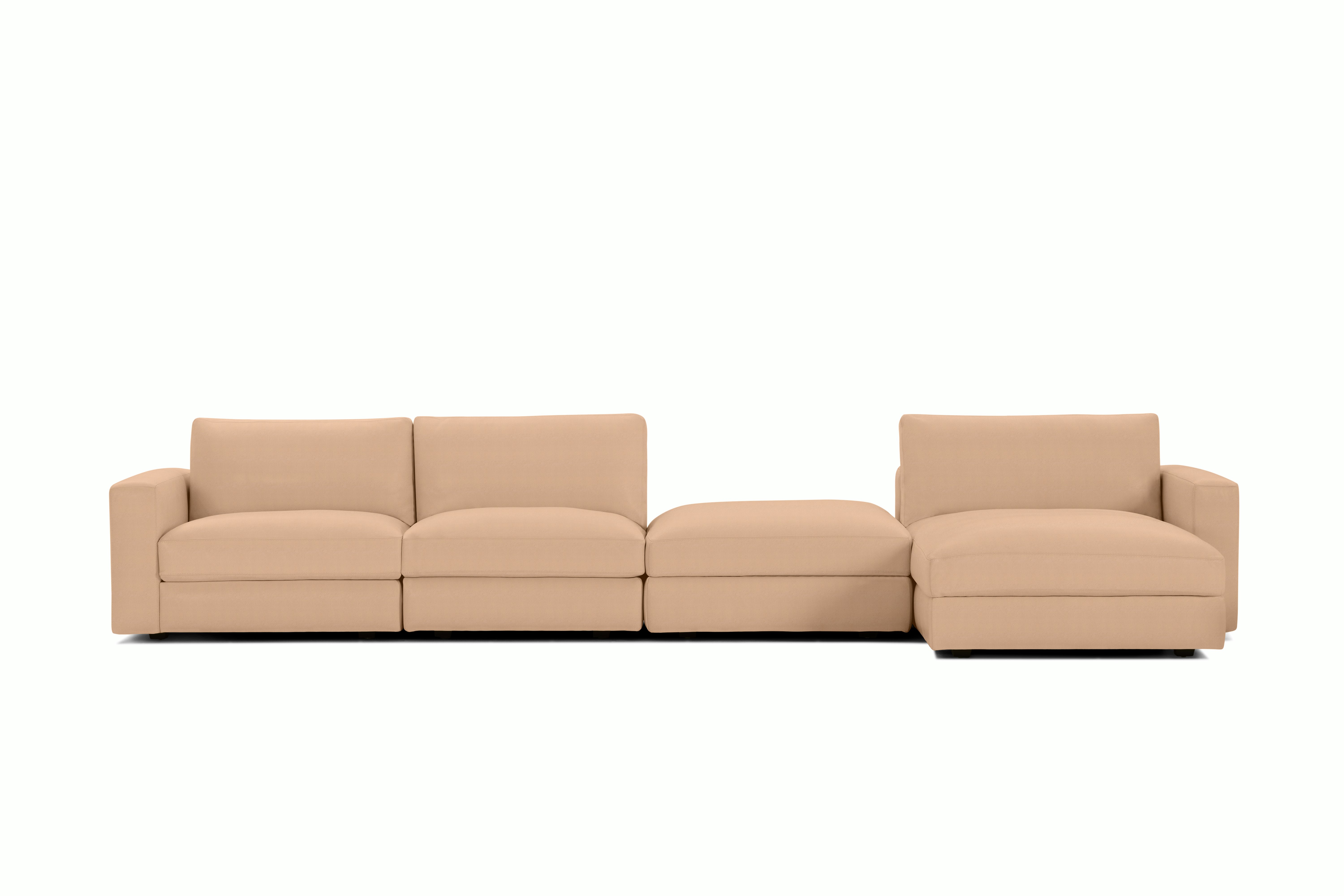 Reid Sectional - Sectional With Ottoman,  Right,  Prone Leather,  Balsa,  1" Block"