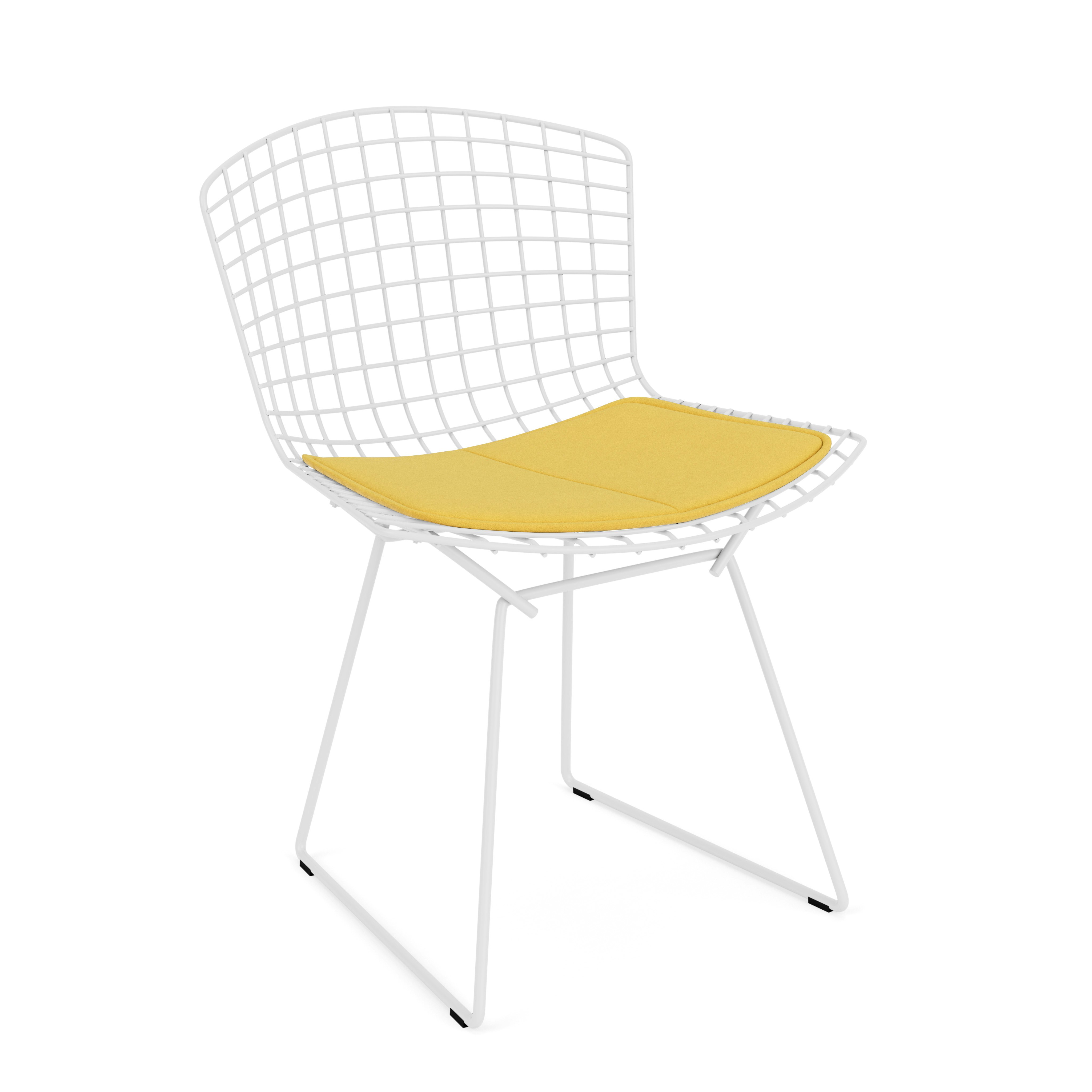 Bertoia Side Chair- Seat Pad, White, Ultrasuede, Citron