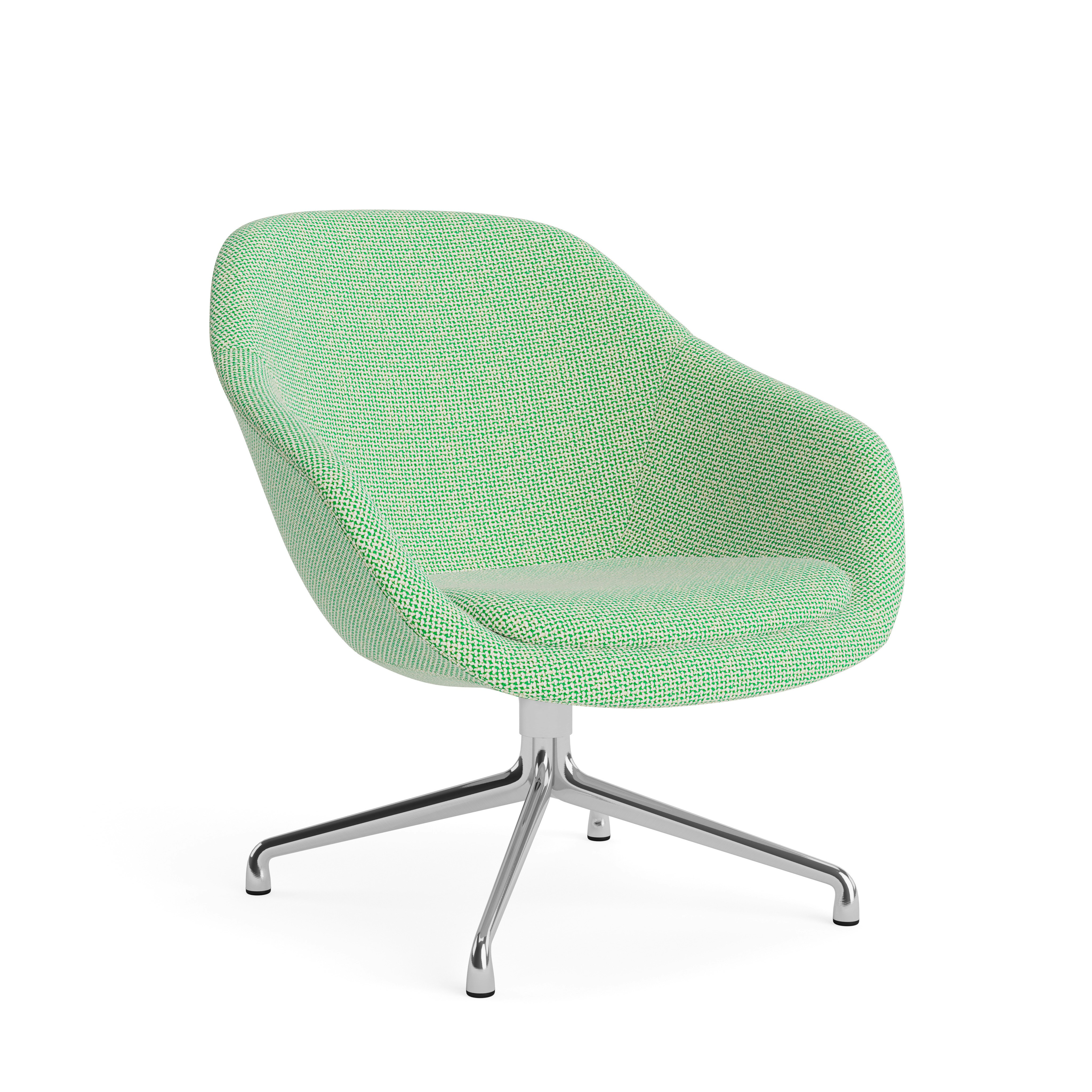 AAL 81 Swivel Chair, Low Back - Standard, Tartaglia, 989 Green White, Polished Aluminum