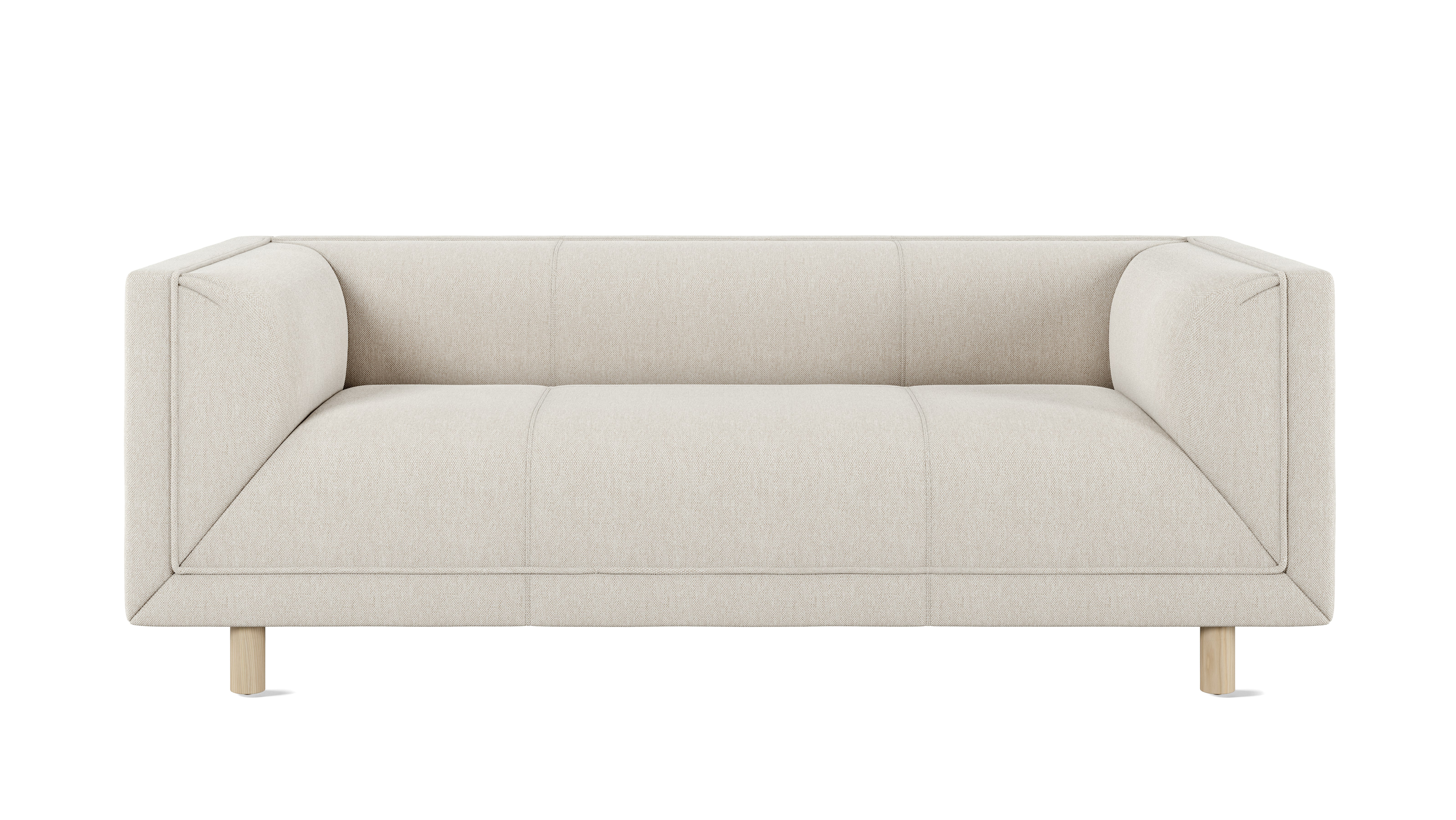 Rolled Arm Sofa 72,  Mode Clavicle,  White Ash