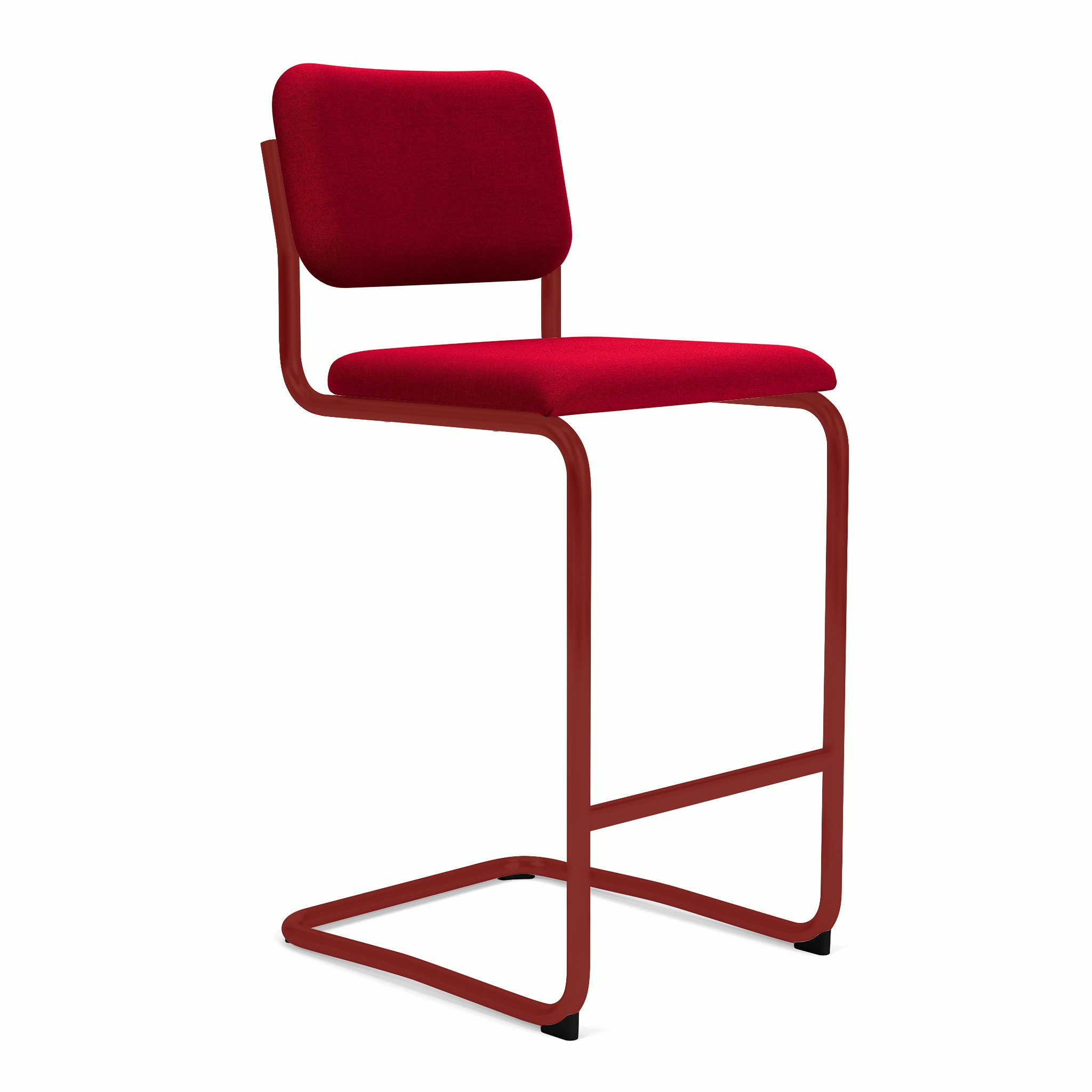 Cesca Upholstered Stool - Bar Height ,  Fully upholstered,   hourglass,  flame,  red frame
