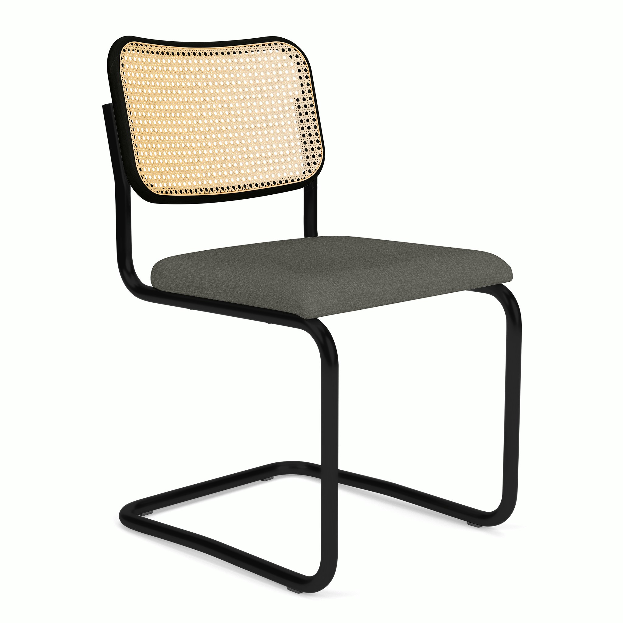 Cesca Upholstered Chair - Ebonized Beech ,  Side Chair ,  Seat Pad,  topos,  cliff,  black frame