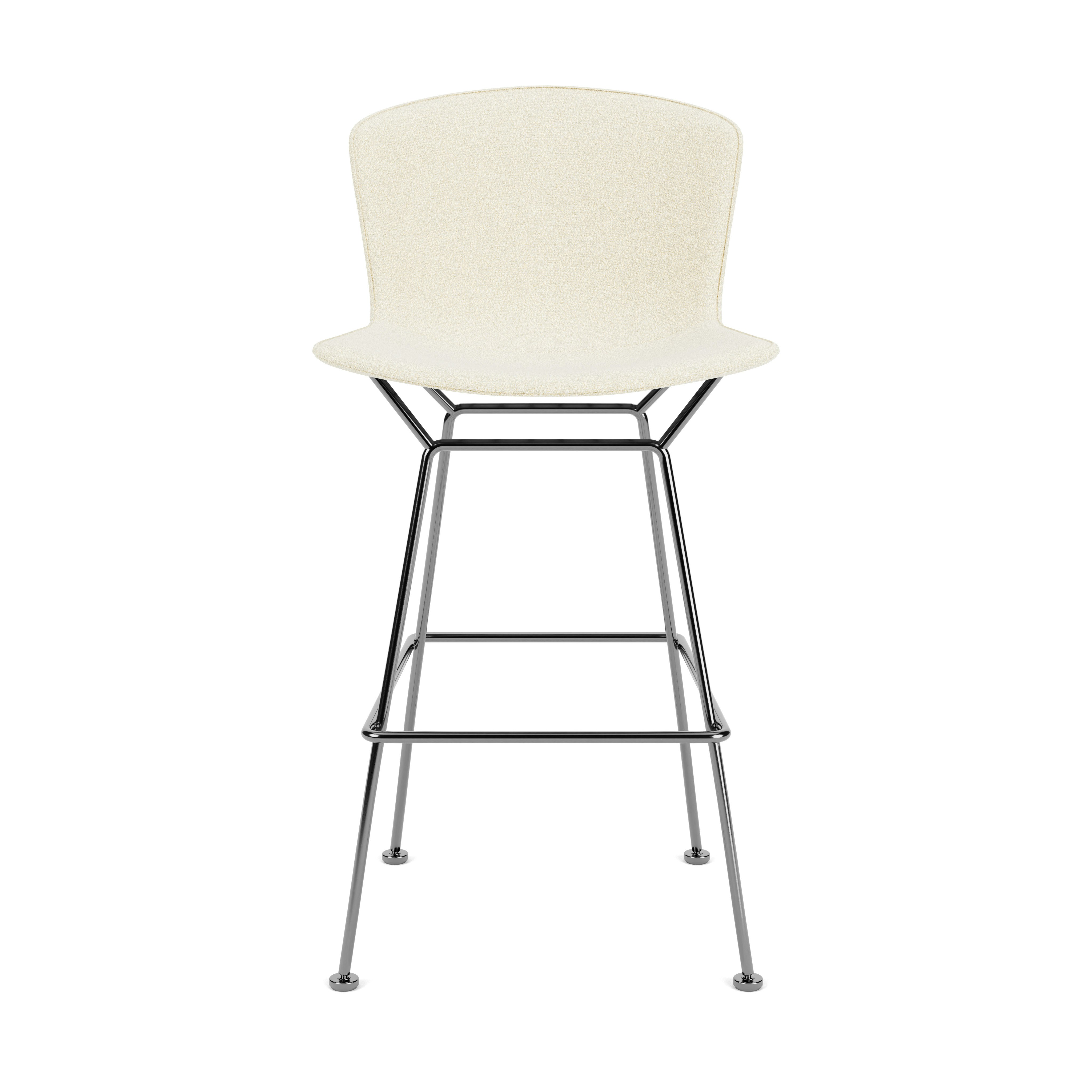 Bertoia Barstool W/ Full Cover - Polished Chrome, Classic Boucle, Pearl