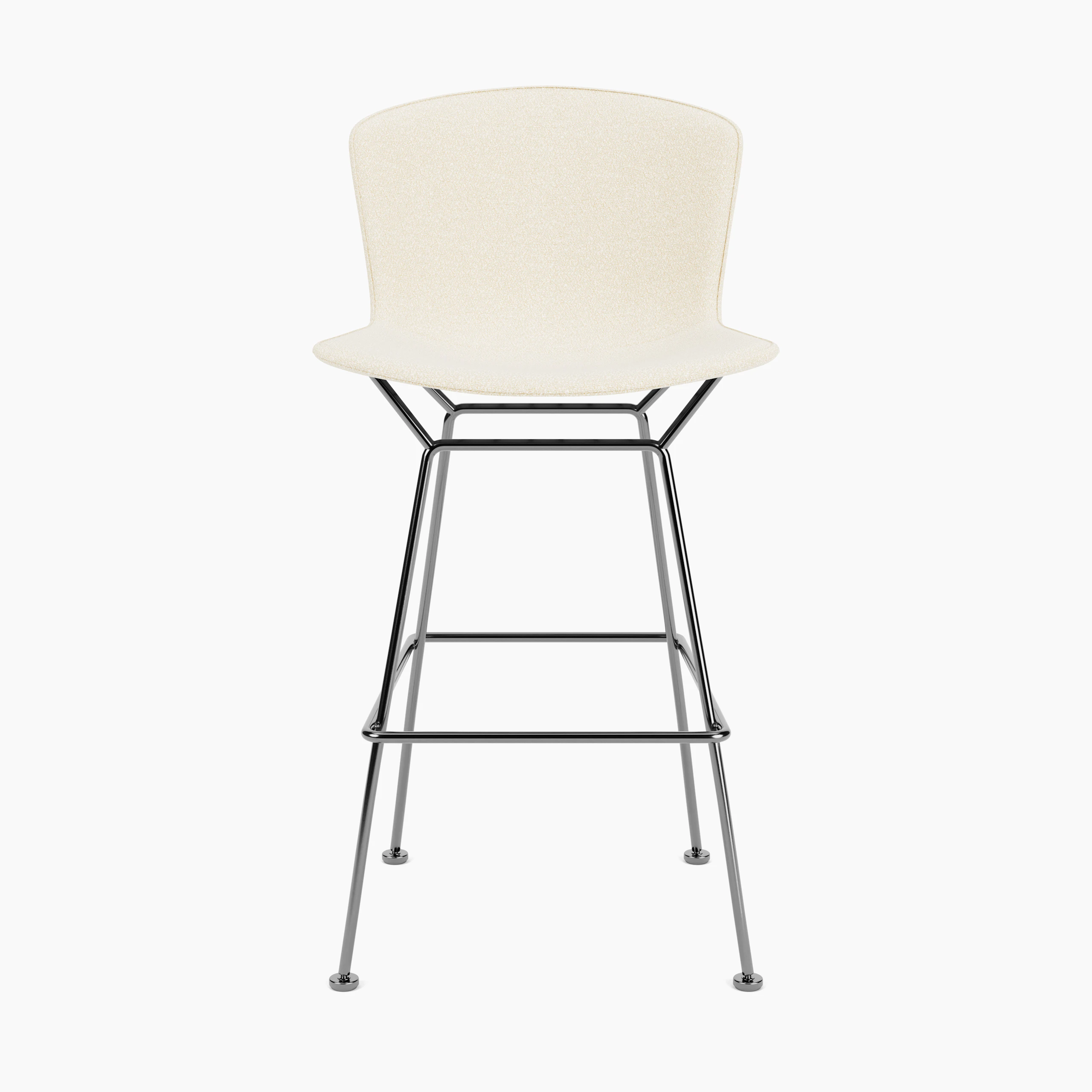 Bertoia Barstool W/ Full Cover - Polished Chrome, Classic Boucle, Pearl