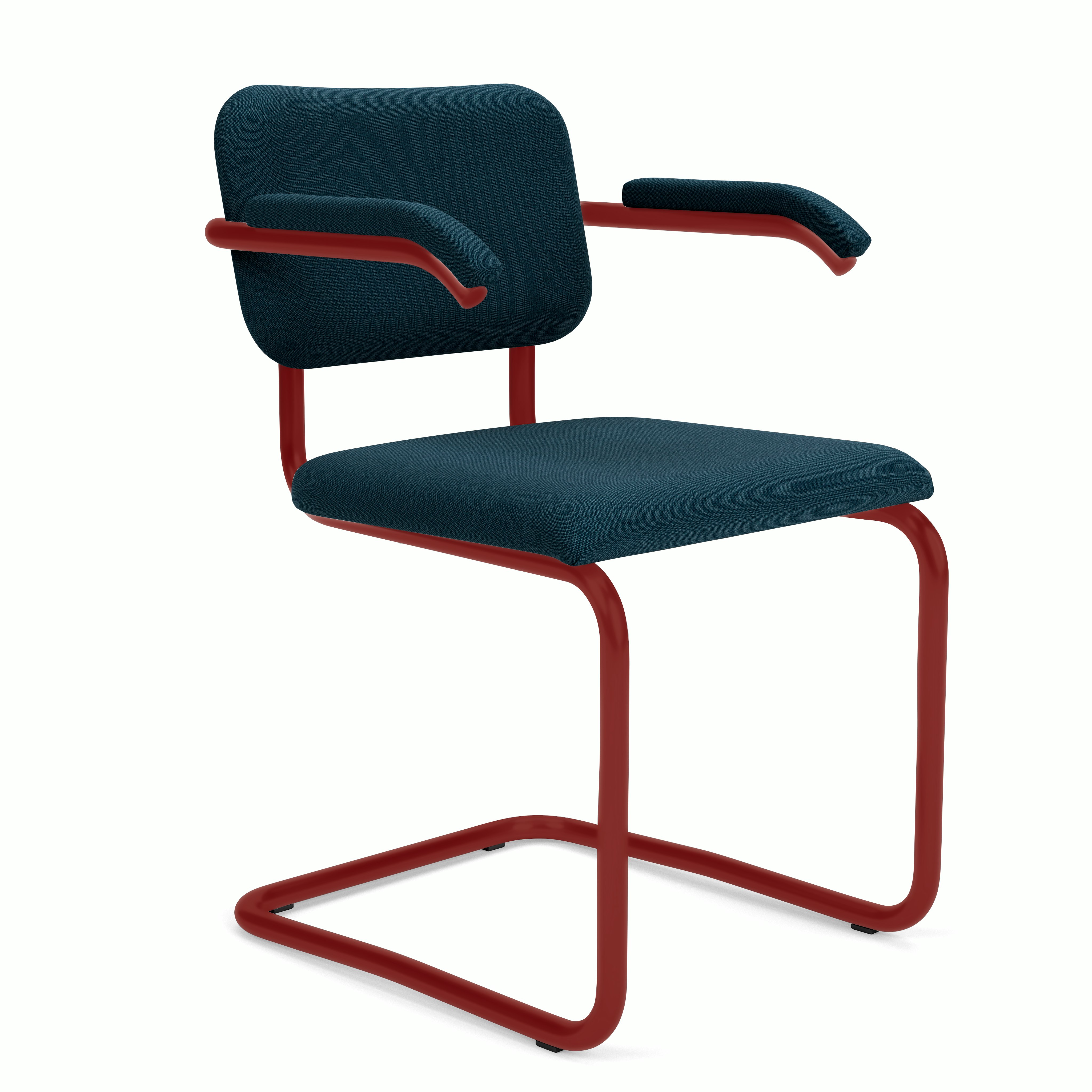 Cesca Upholstered Chair - Armchair,  Fully upholstered,   hourglass,  indigo,  red frame