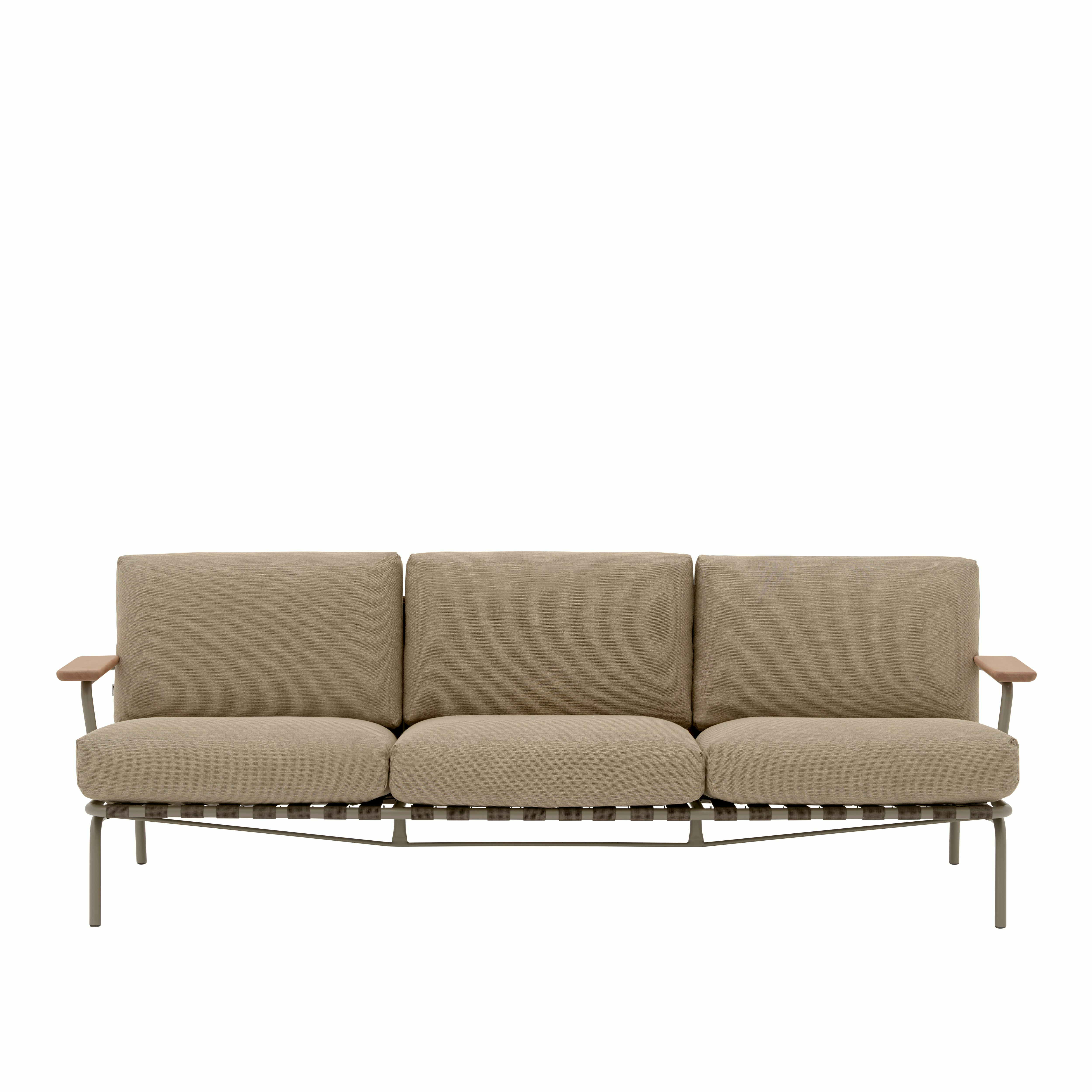 Settle Outdoor Sofa - Three Seater, Taupe, Ribbed Weave, Root