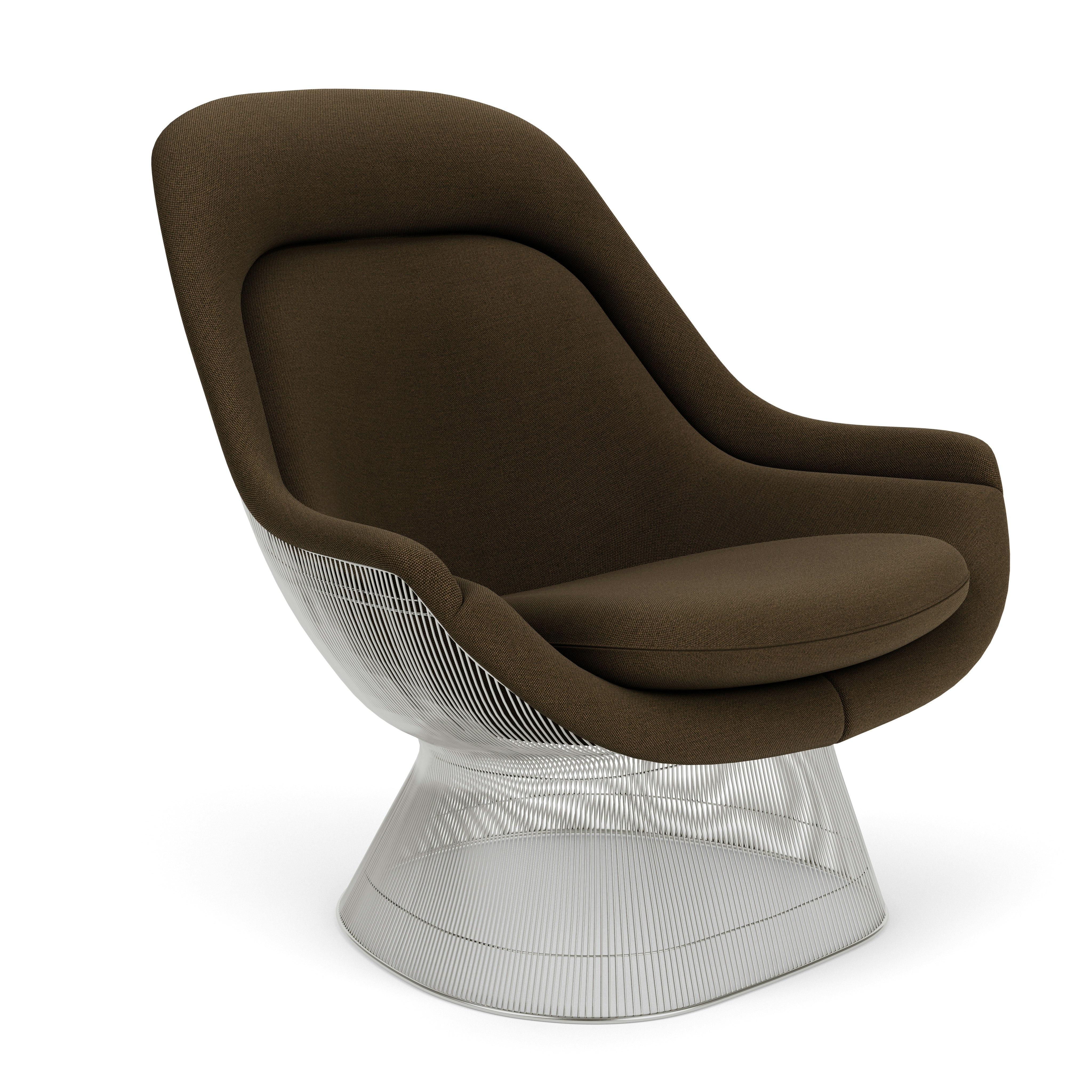 Platner Easy Chair - Polished Nickel,  Hourglass,  Mocha