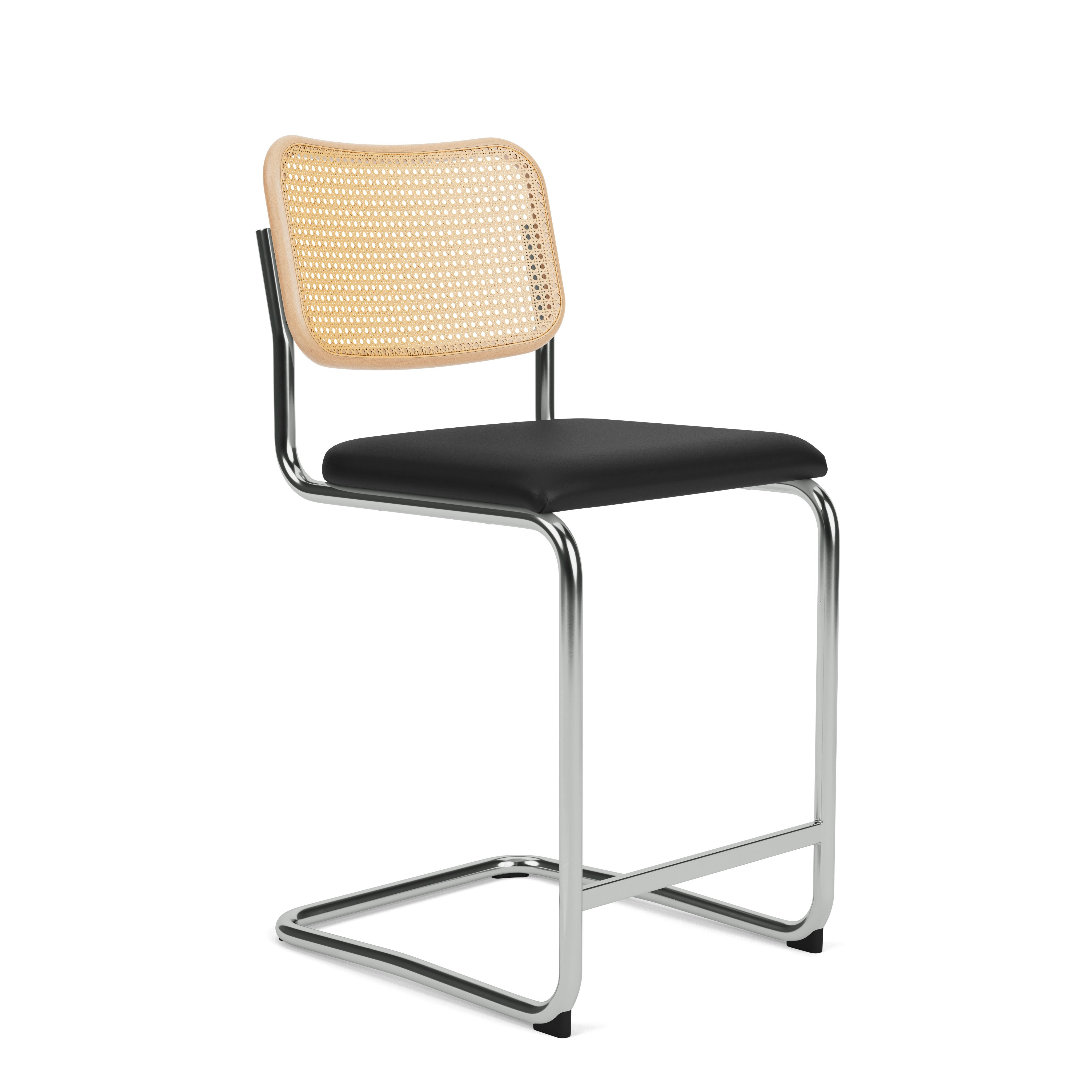 Cesca Stool Upholstered, Volo Leather, Black