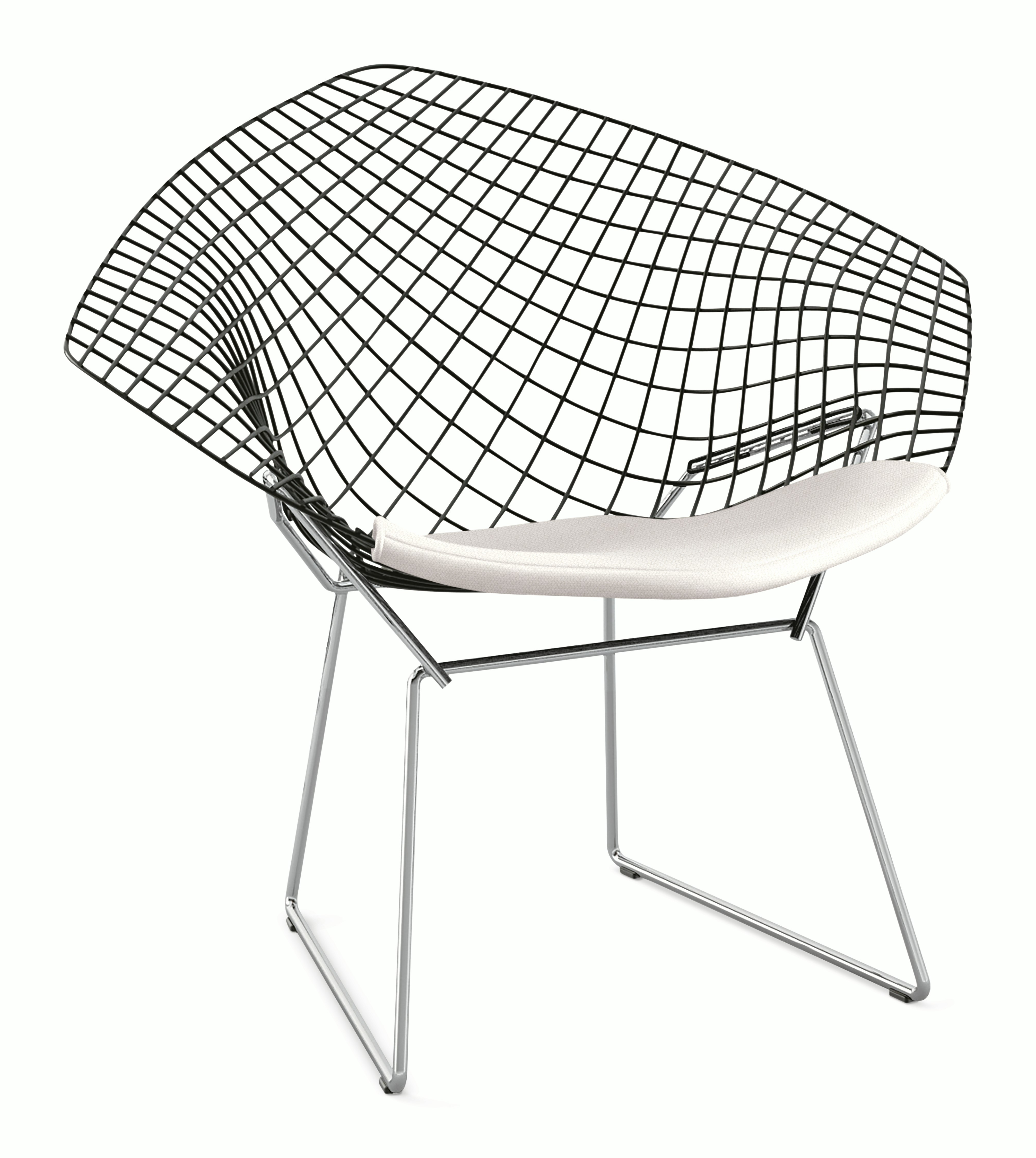 Bertoia Diamond Chair,  Black Frame,  Polished Chrome Base,  Hourglass,  Air