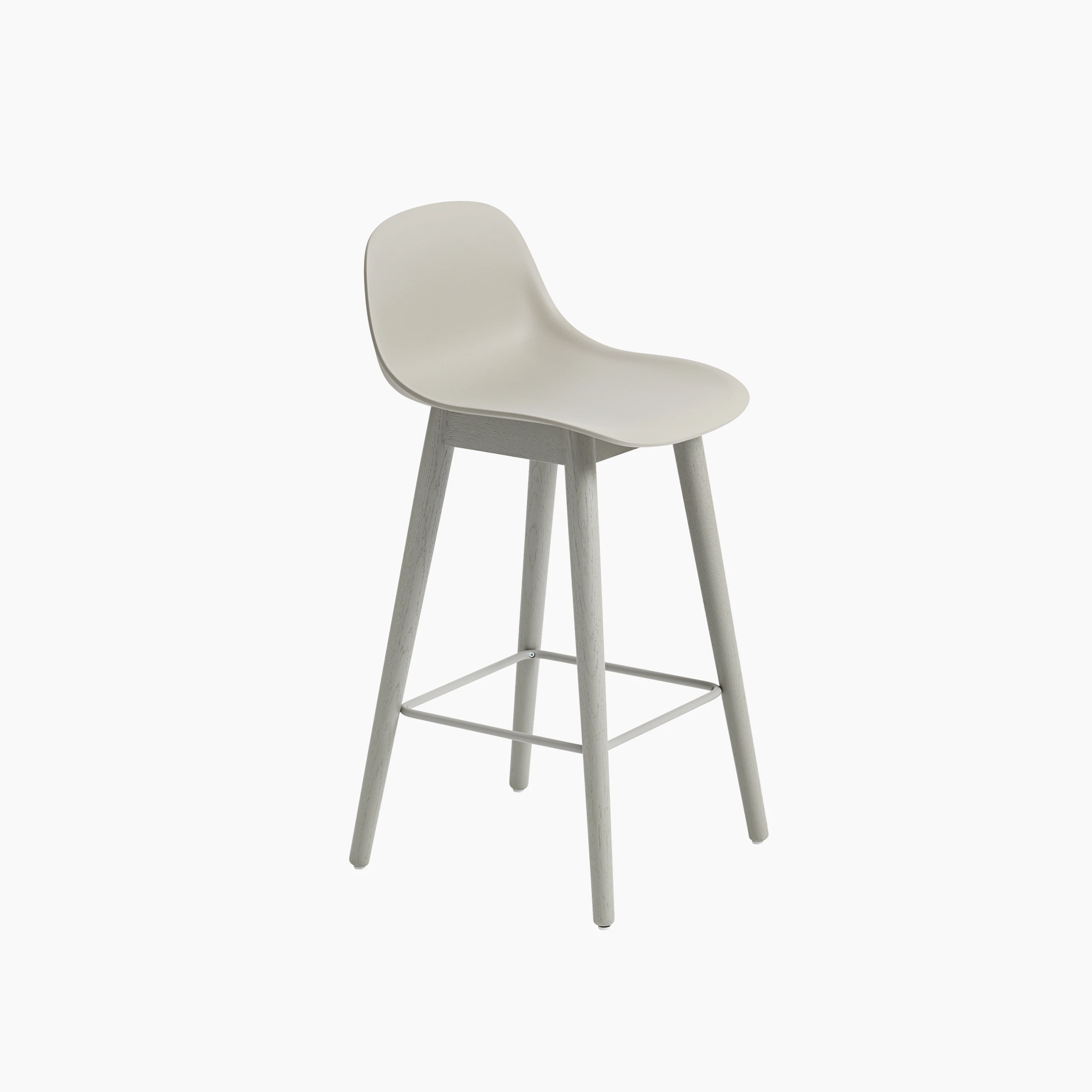 Fiber barstool w back woodbase grey grey 65