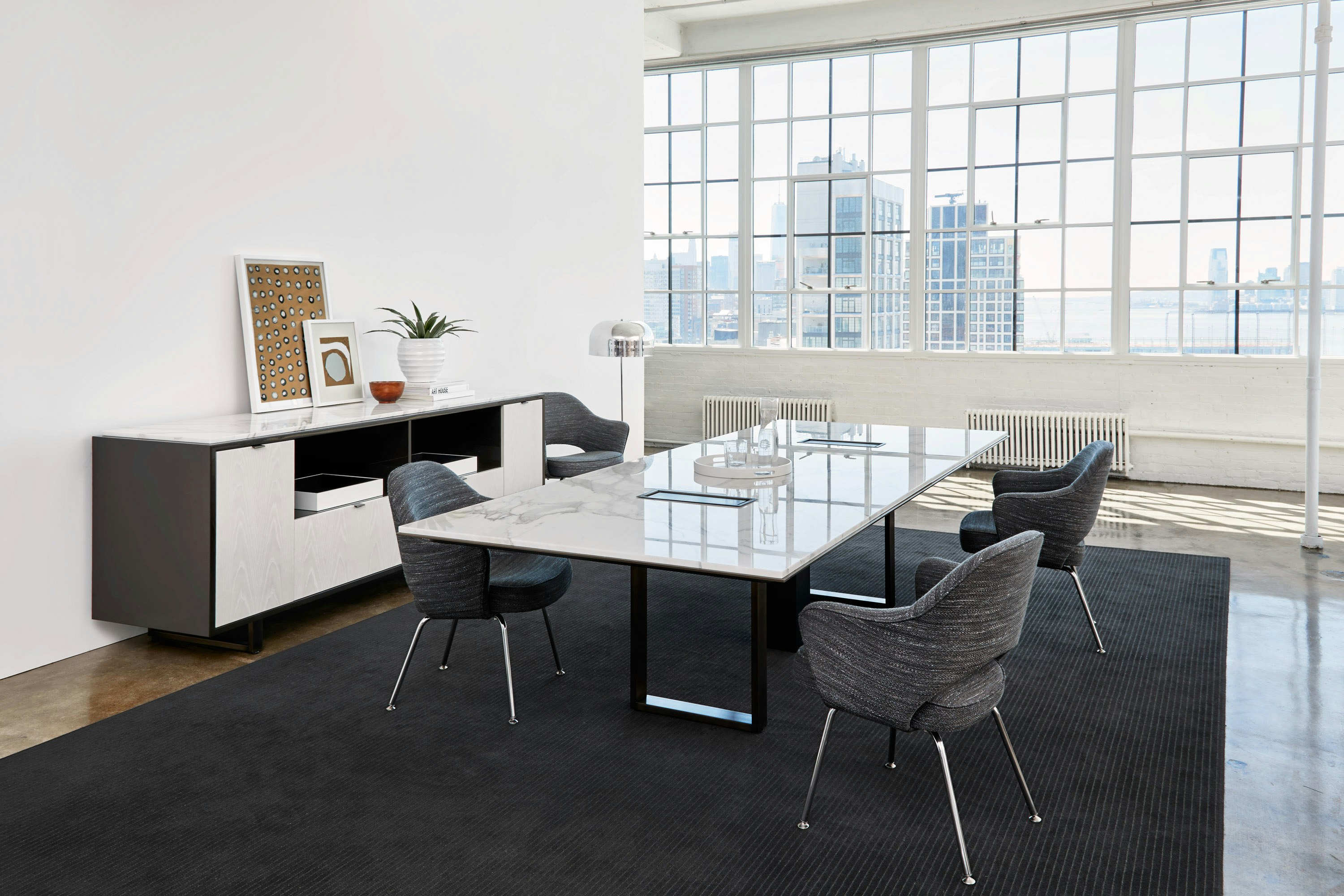 Highline Conference Table in a Conference Room setting with Highline 25 Credenza.