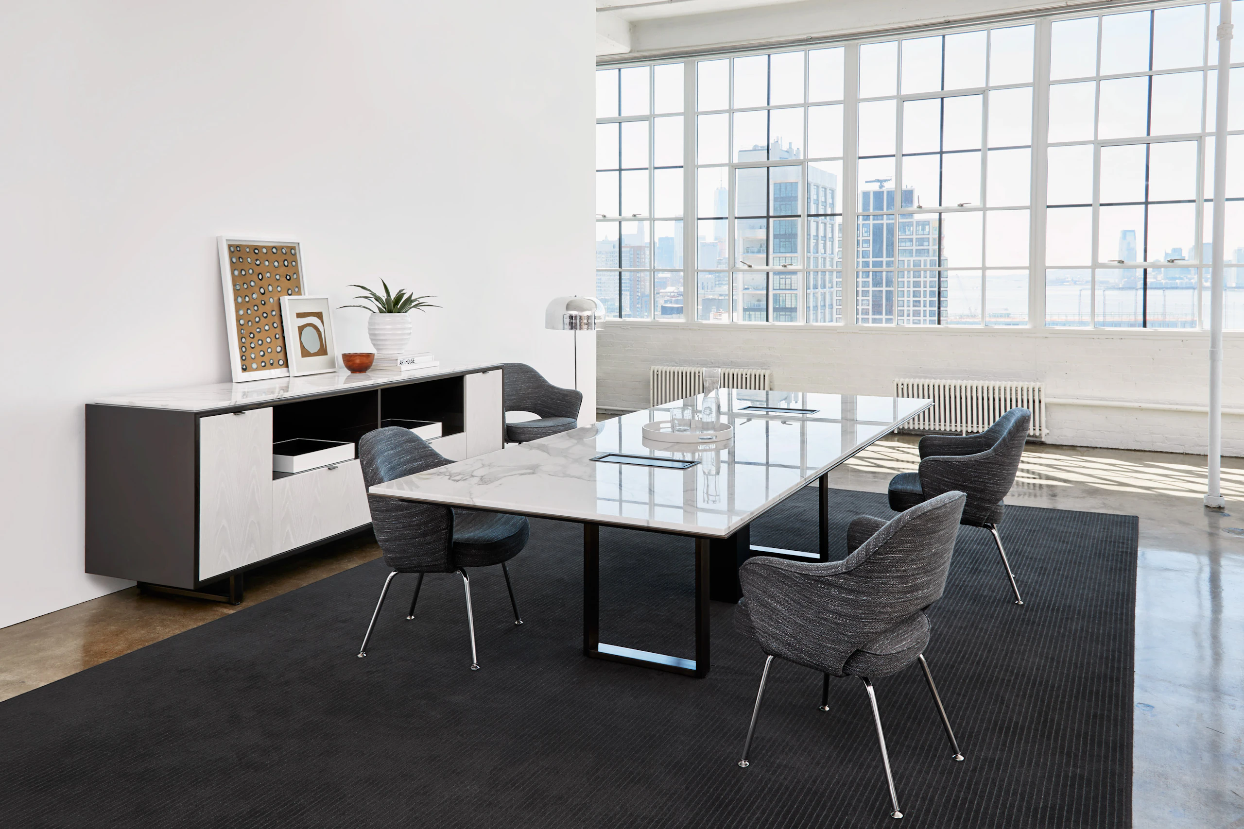 Highline Conference Table in a Conference Room setting with Highline 25 Credenza.