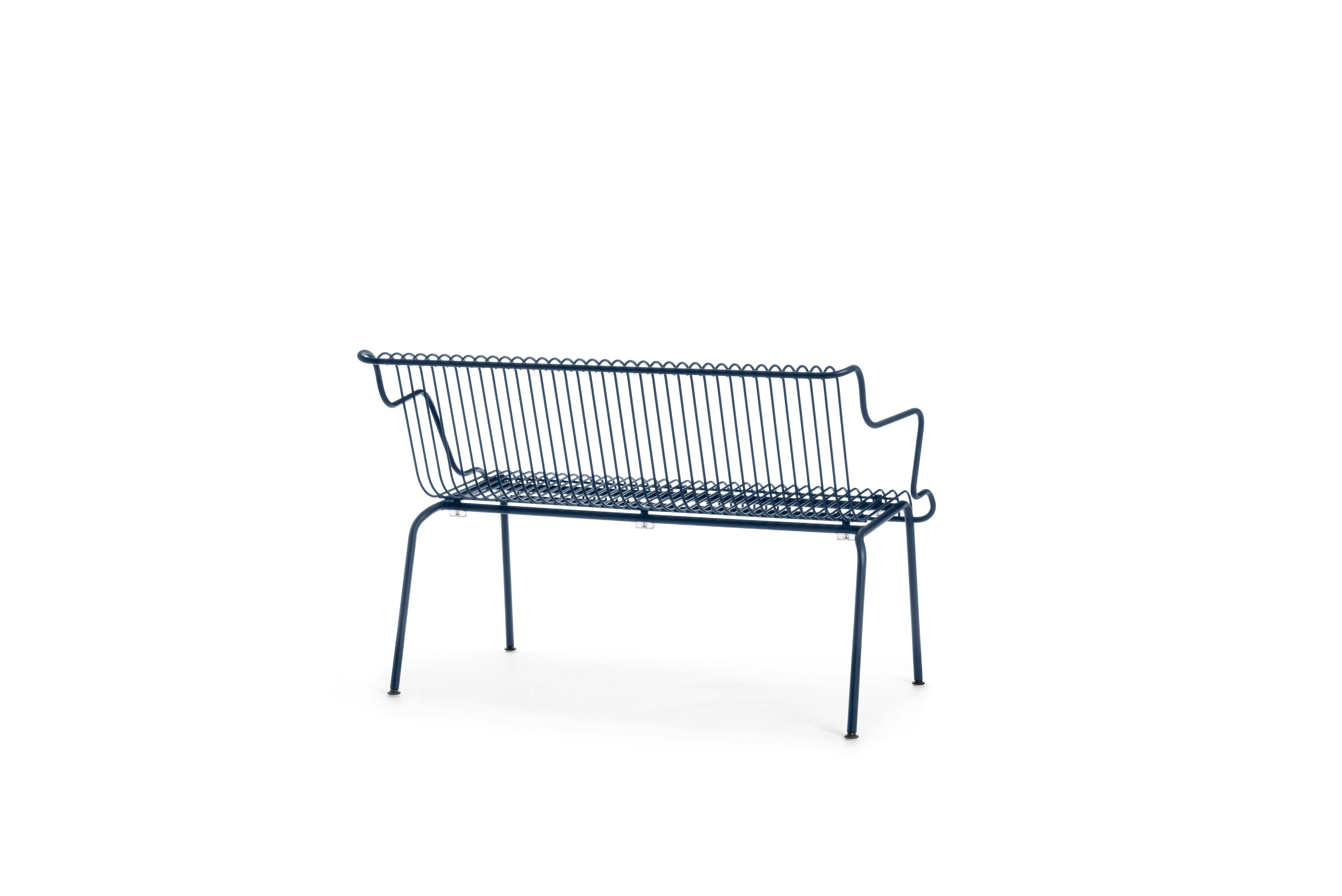 South Outdoor Dining Bench with Arms - Night Blue