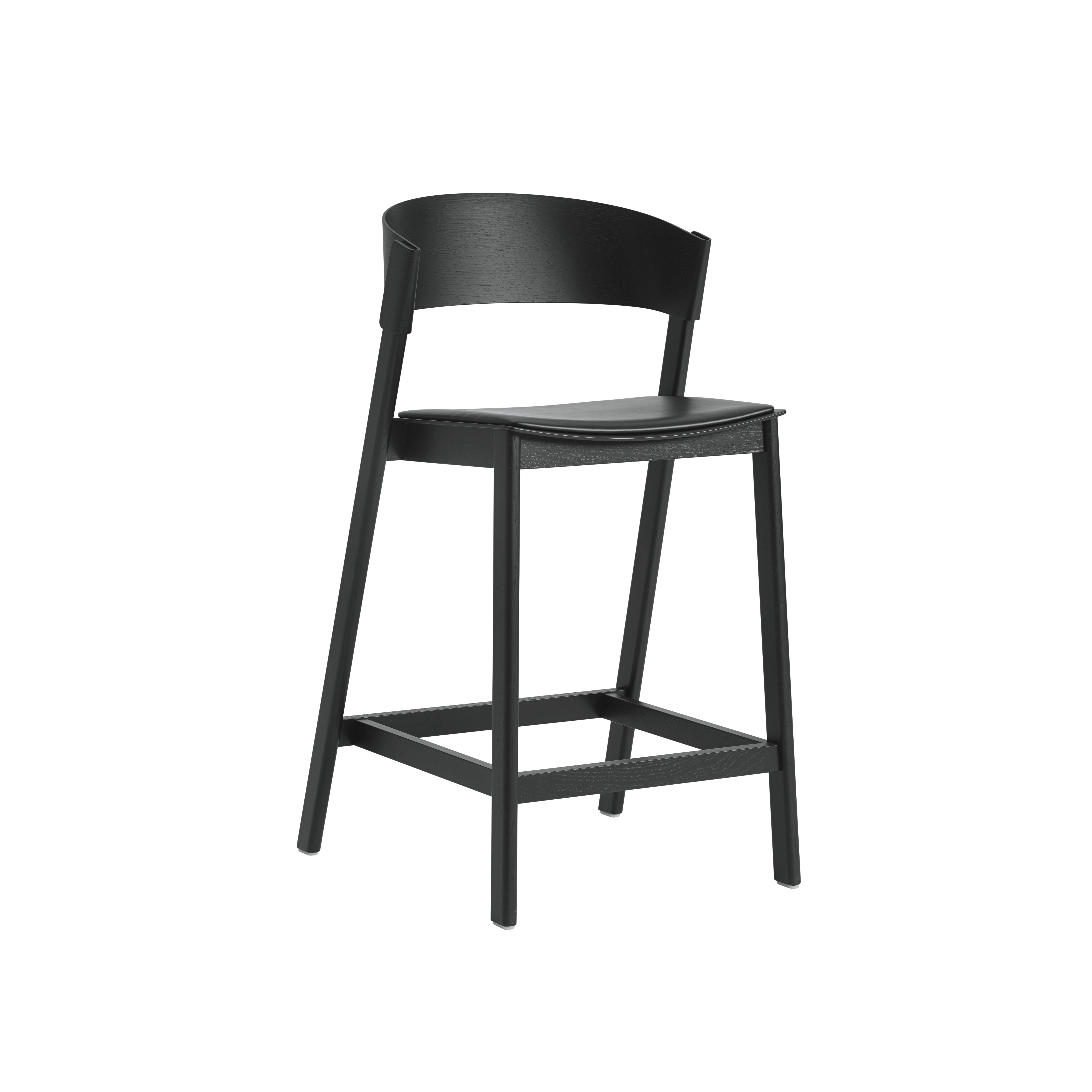 Cover Stool - Counter Height,  Black Stained Oak,  Refine Leather,  Black