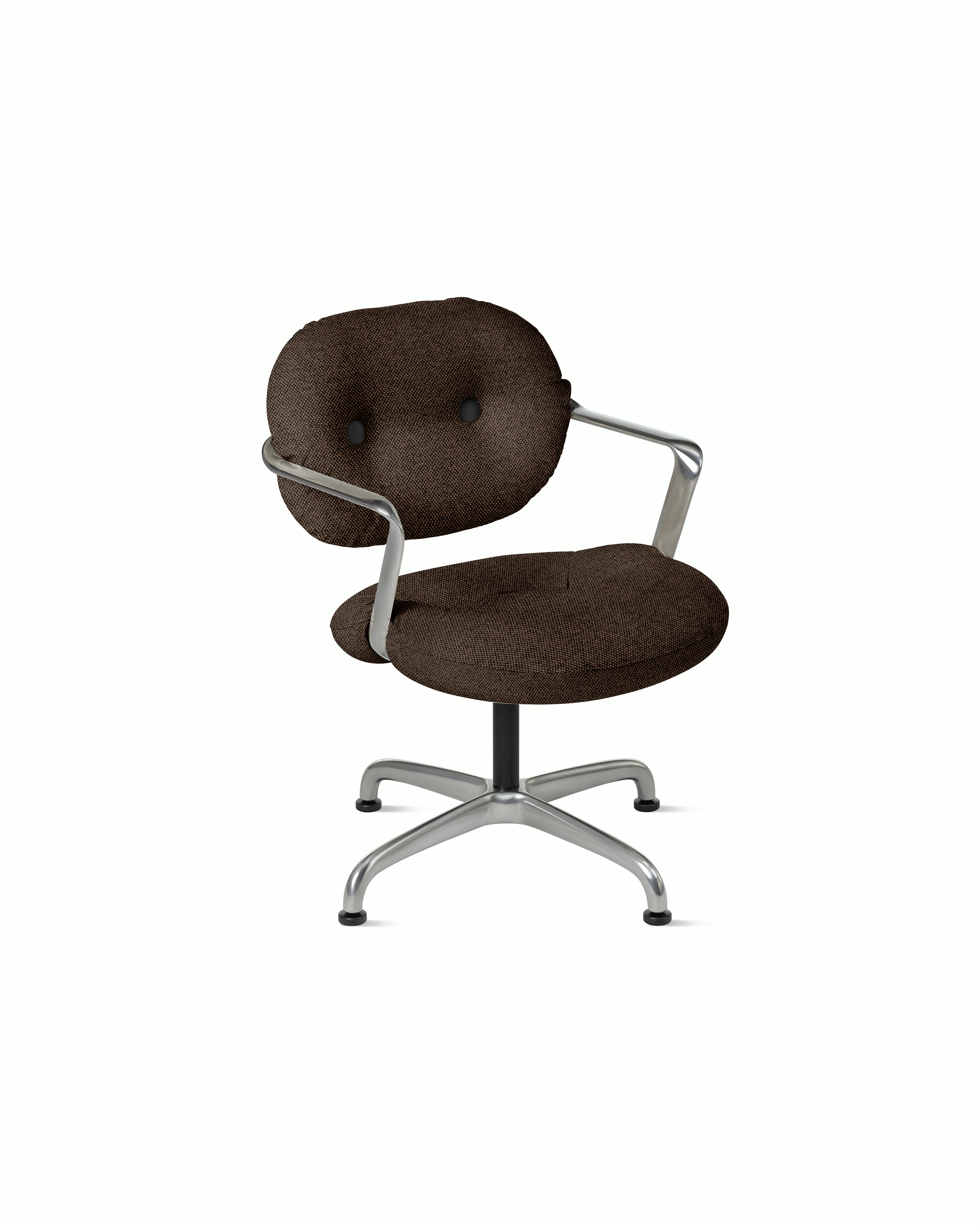 Morrison Hannah Occasional Chair - With Arms,  Hourglass,  Mocha,  Half Polished Aluminum,  Glides FSC Certified