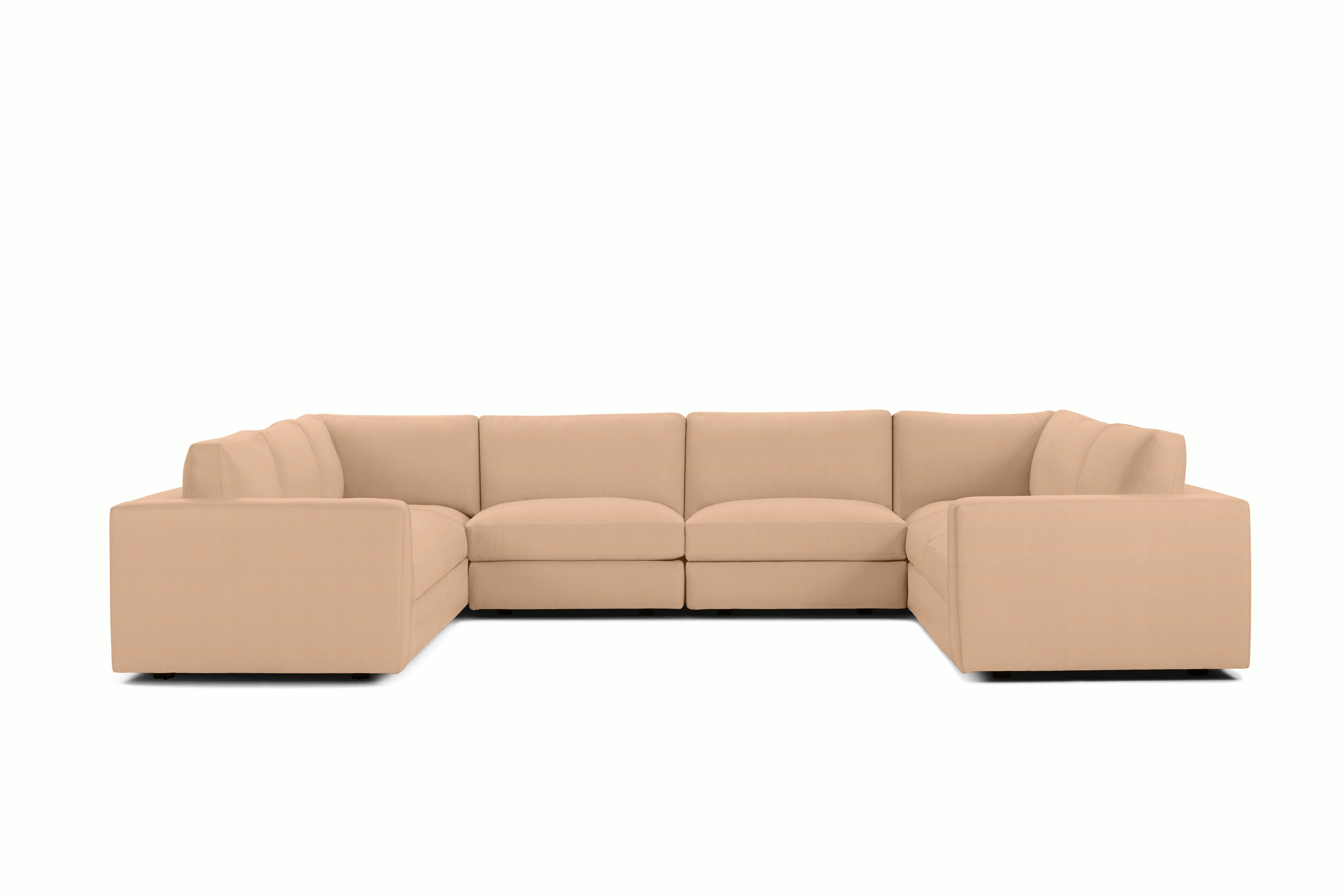 Reid Corner Sectional - U Shaped Sectional,  Standard,  Prone Leather,  Balsa,  1" Block"