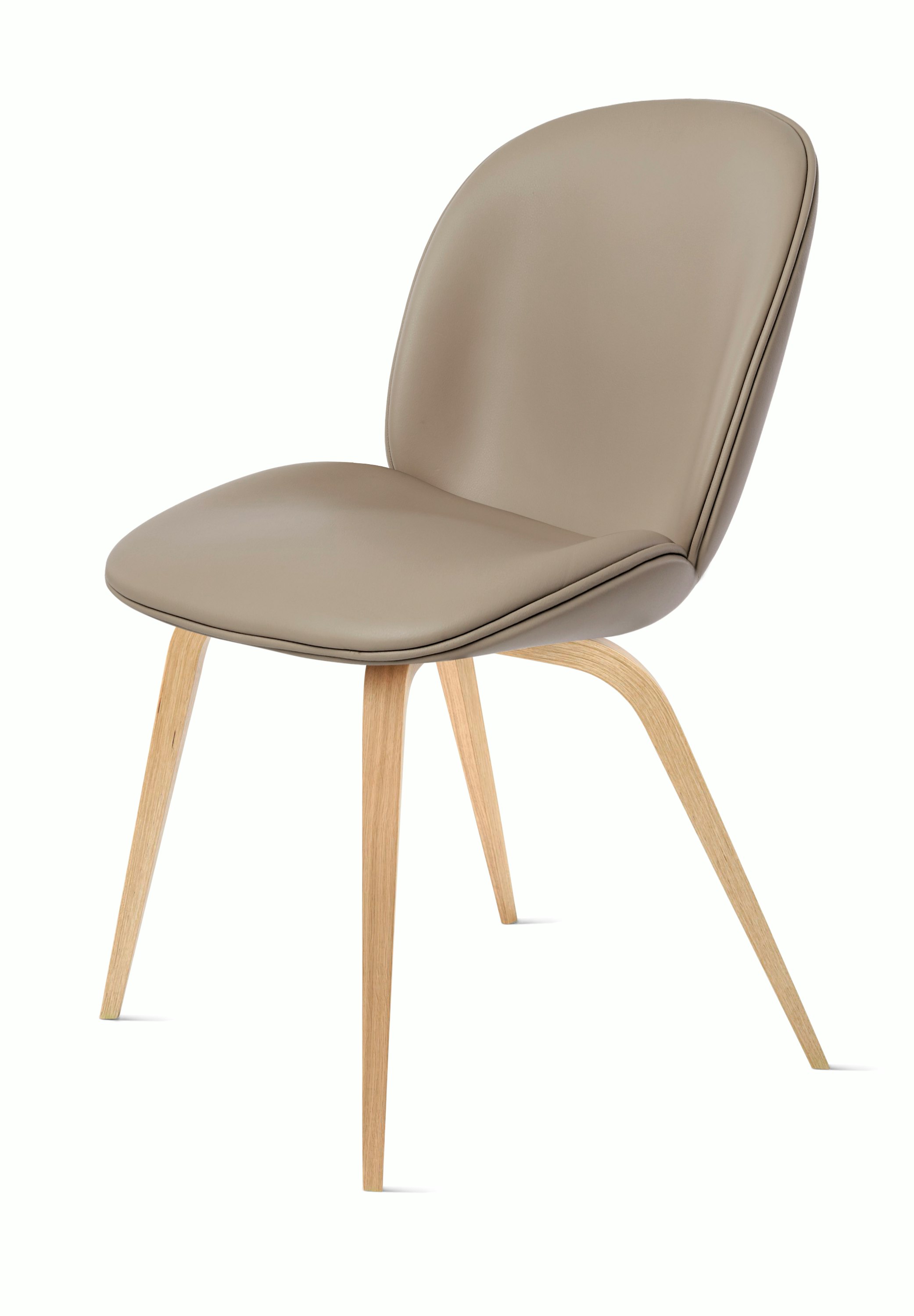 Beetle Side Chair - Side  in Sierra Leather Stone and Oak legs