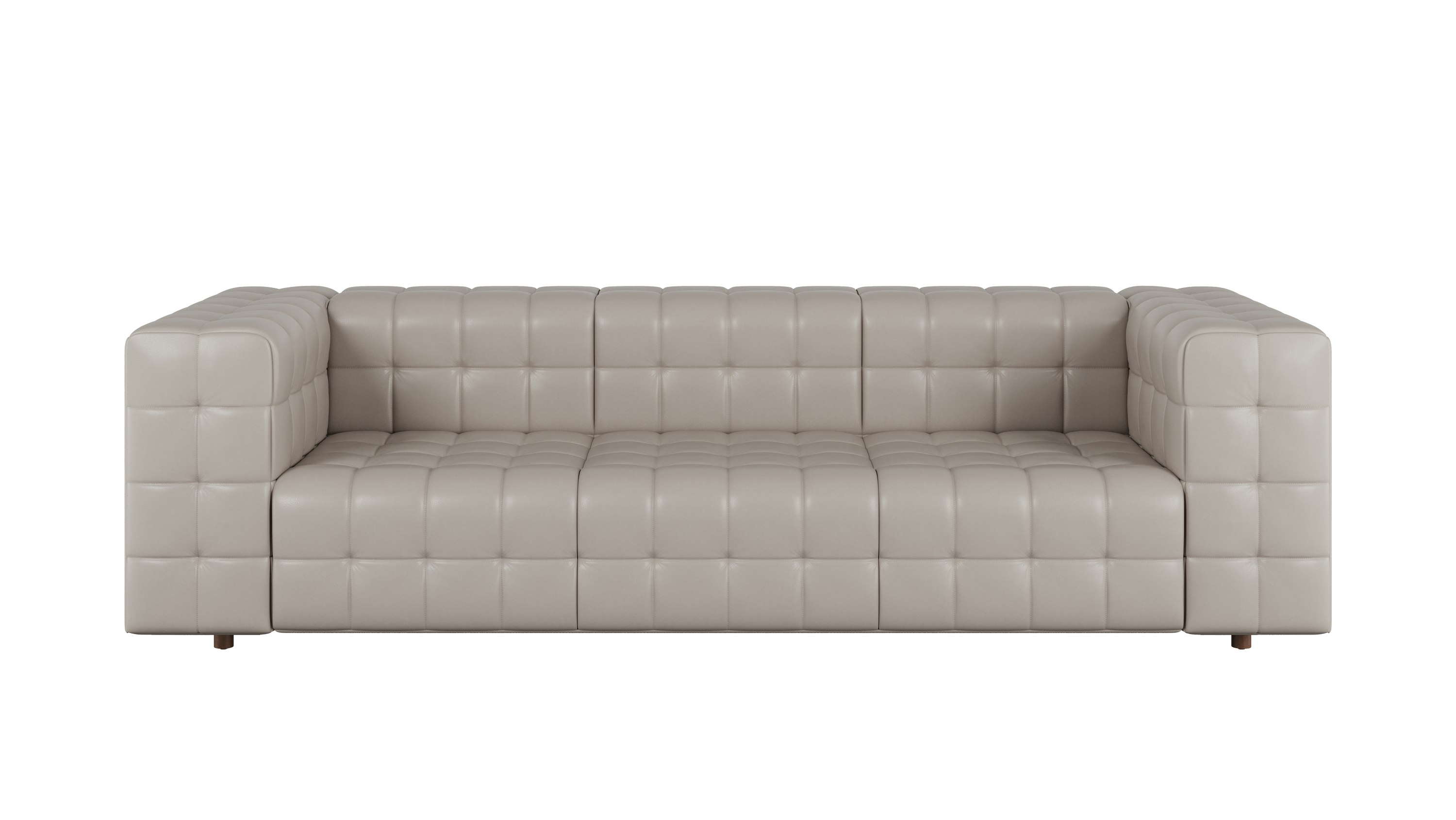Rapport Sofa 3 Seater in Prone Leather Lute with Walnut Legs