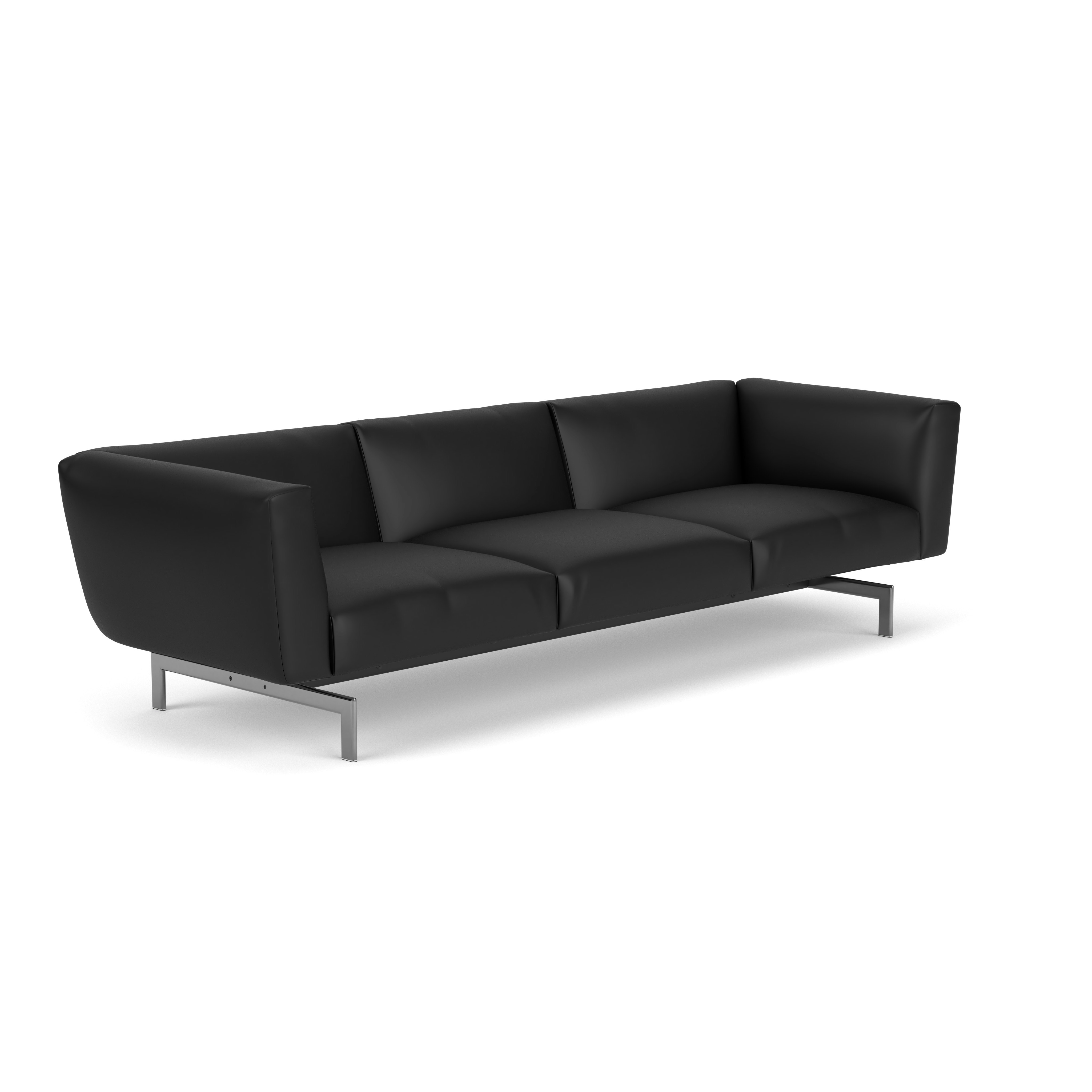 Avio Sofa - Three Seater, Volo Leather, Black, Polished Chrome