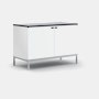 Florence Knoll Credenza - Two Position, Polished Chrome, White Lacquer, Polished Nero Marquina