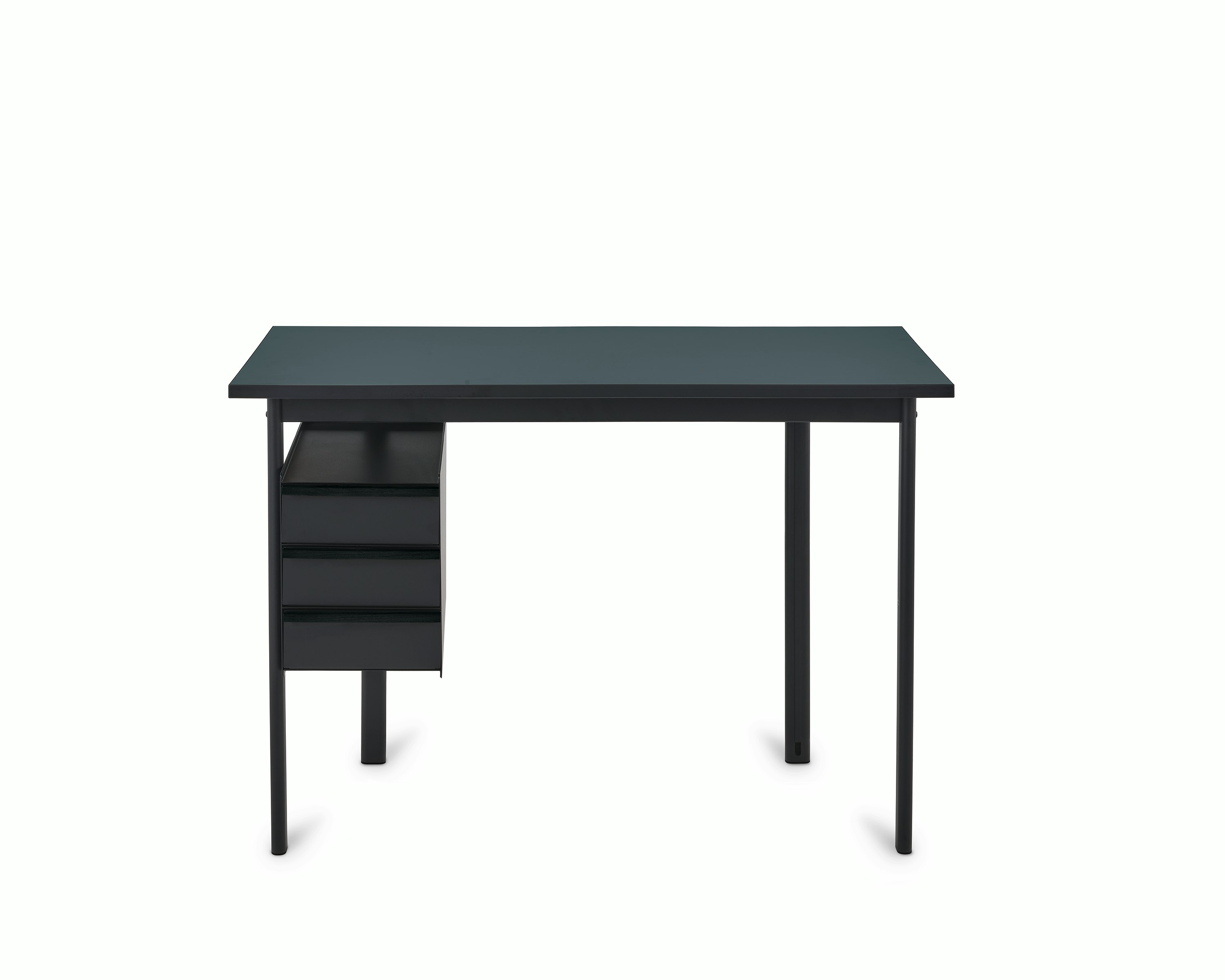 Mode desk in black with blue grey top.