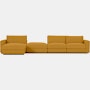 Reid Sectional - Sectional With Ottoman,  Left,  Boucle,  Ochre,  1" Block"